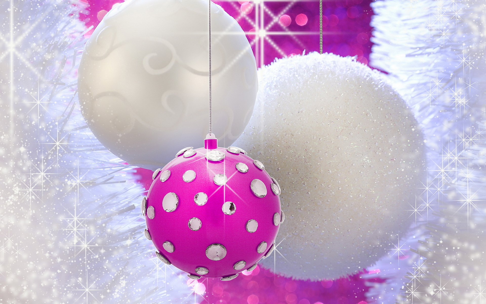 Christmas Christmas Ornaments Holiday Purple Rhinestone White 1920x1200