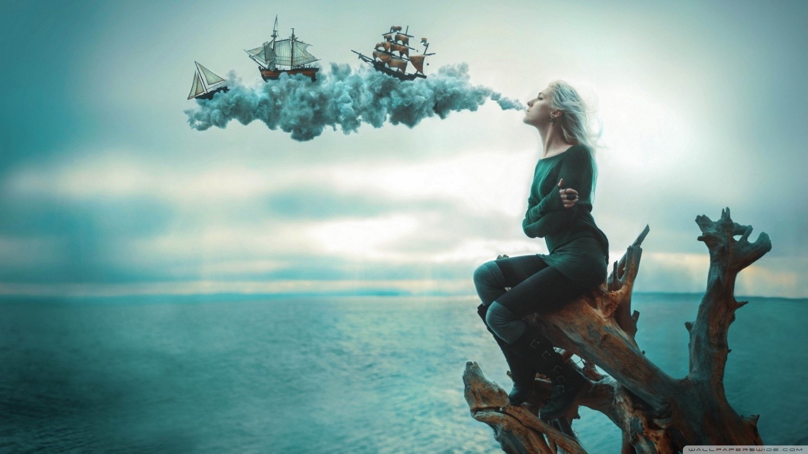 Women Outdoors Surreal Conceptual Digital Art Fairy Tale 1600x900