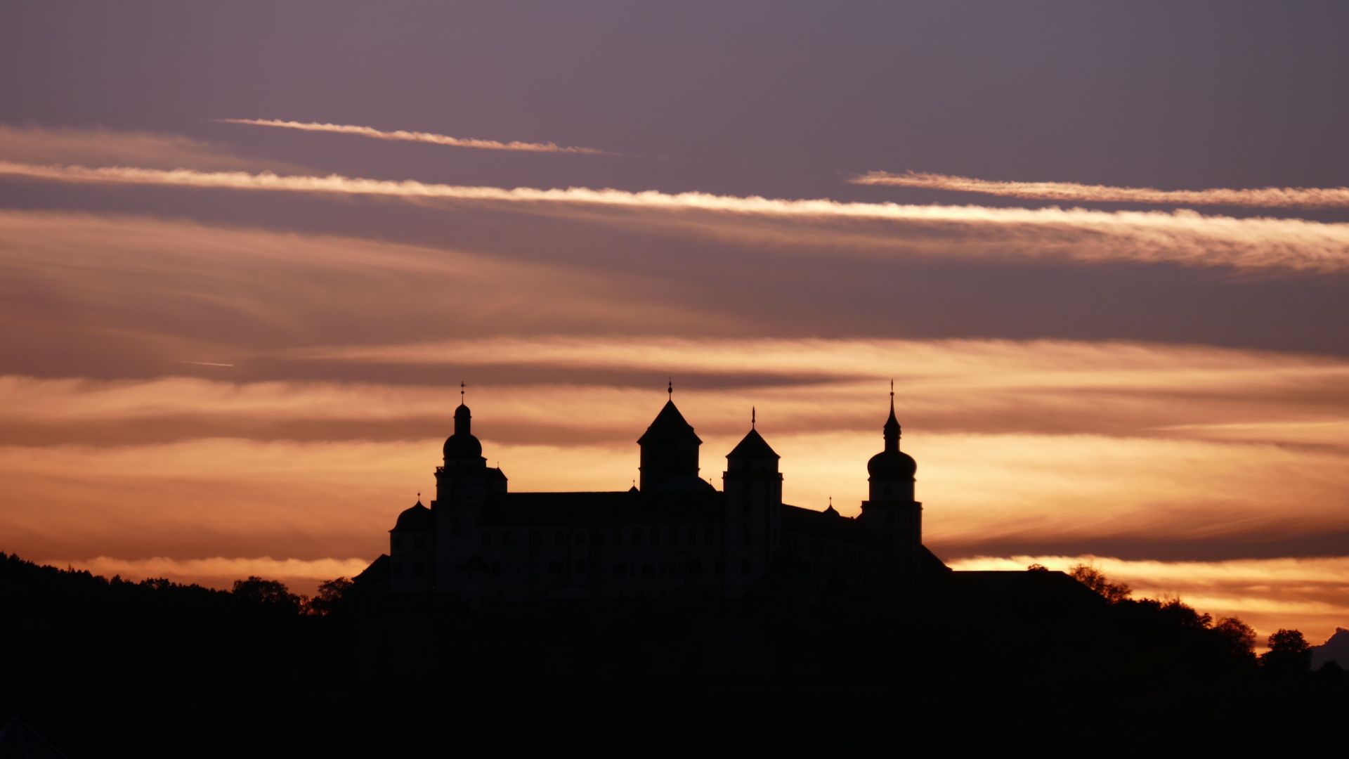 Architecture Castle Nature Landscape Trees Germany Fortress Tower Silhouette Clouds Sunset 1920x1080