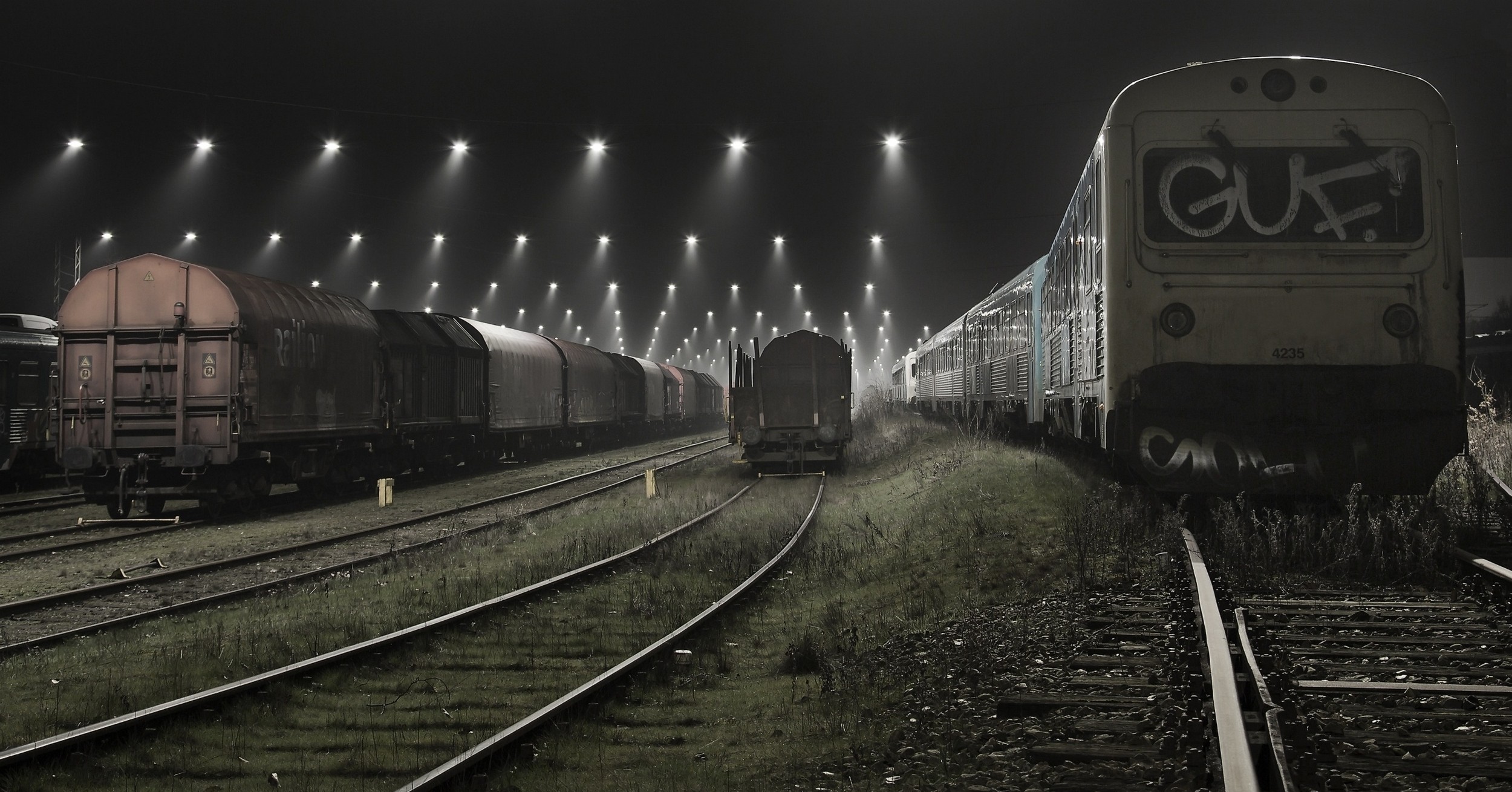 Mist Lights Train Railway Landscape Urban Technology Denmark Rail Yard 2500x1309