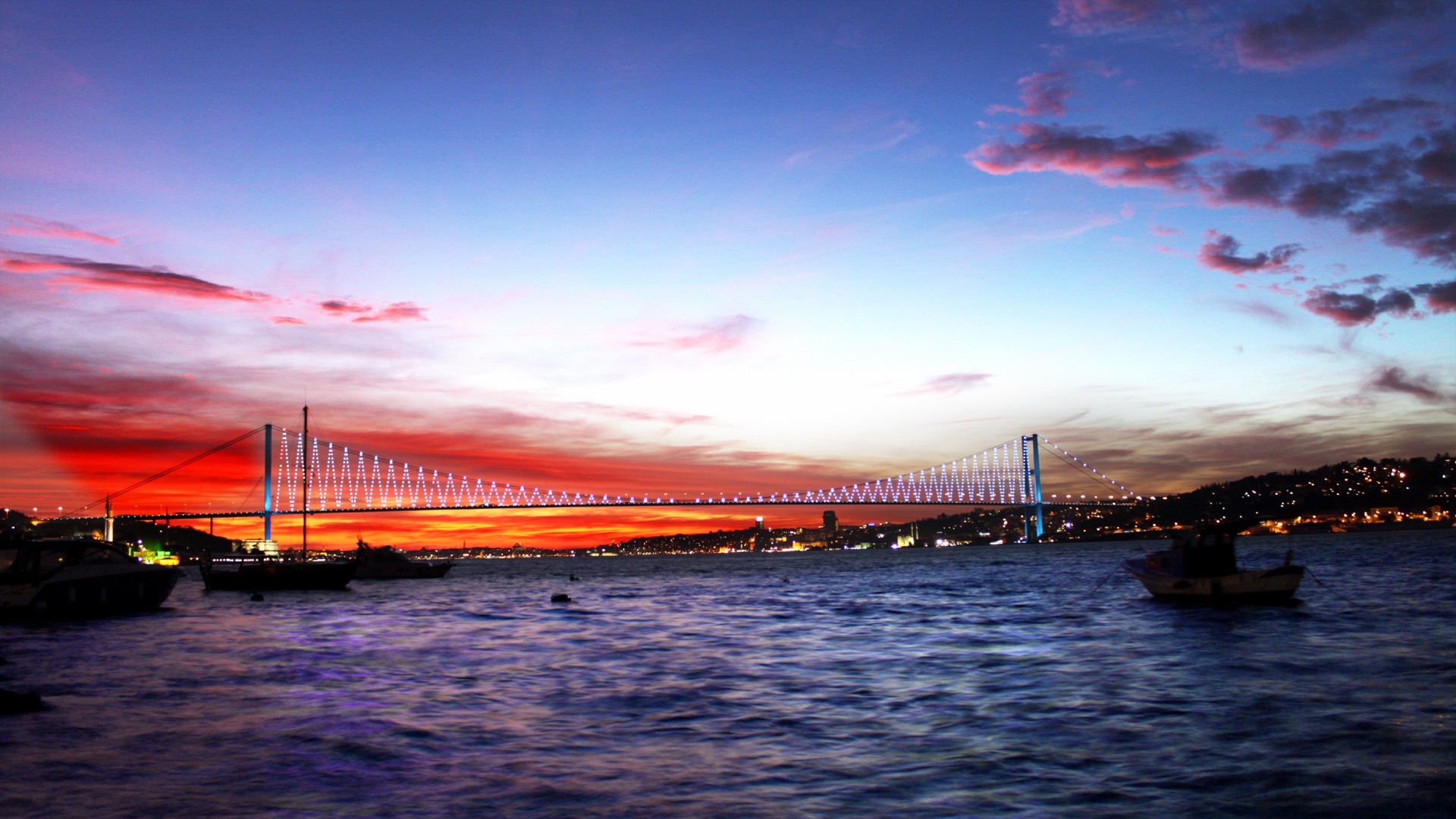 Istanbul Turkish Bridge Bosphorus Bosphorus Bridge Turkey 1920x1080