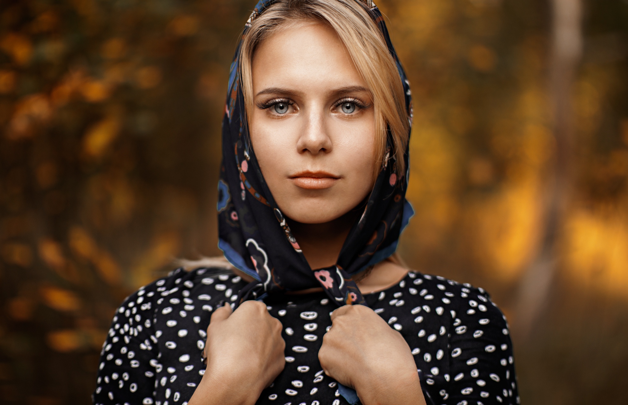 Ilya Baranov Women Model Portrait Outdoors Blonde Dress Depth Of Field Gray Eyes Face Women Outdoors 2048x1322