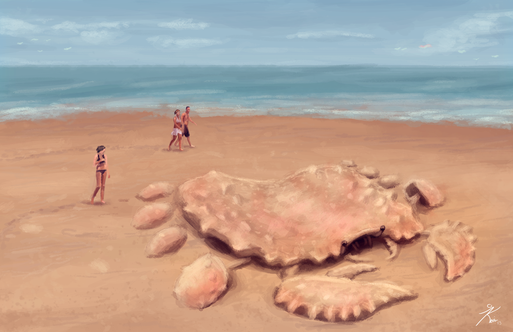Creature Beach Crabs Sand Fantasy Art Artwork Kev Art 2040x1320