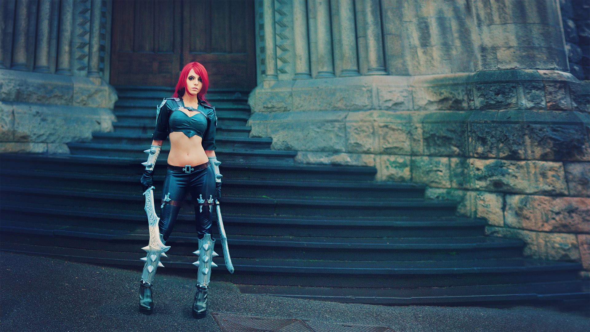 Cosplay Yasemin Arslan Women Standing Sword Redhead Dyed Hair 1920x1080