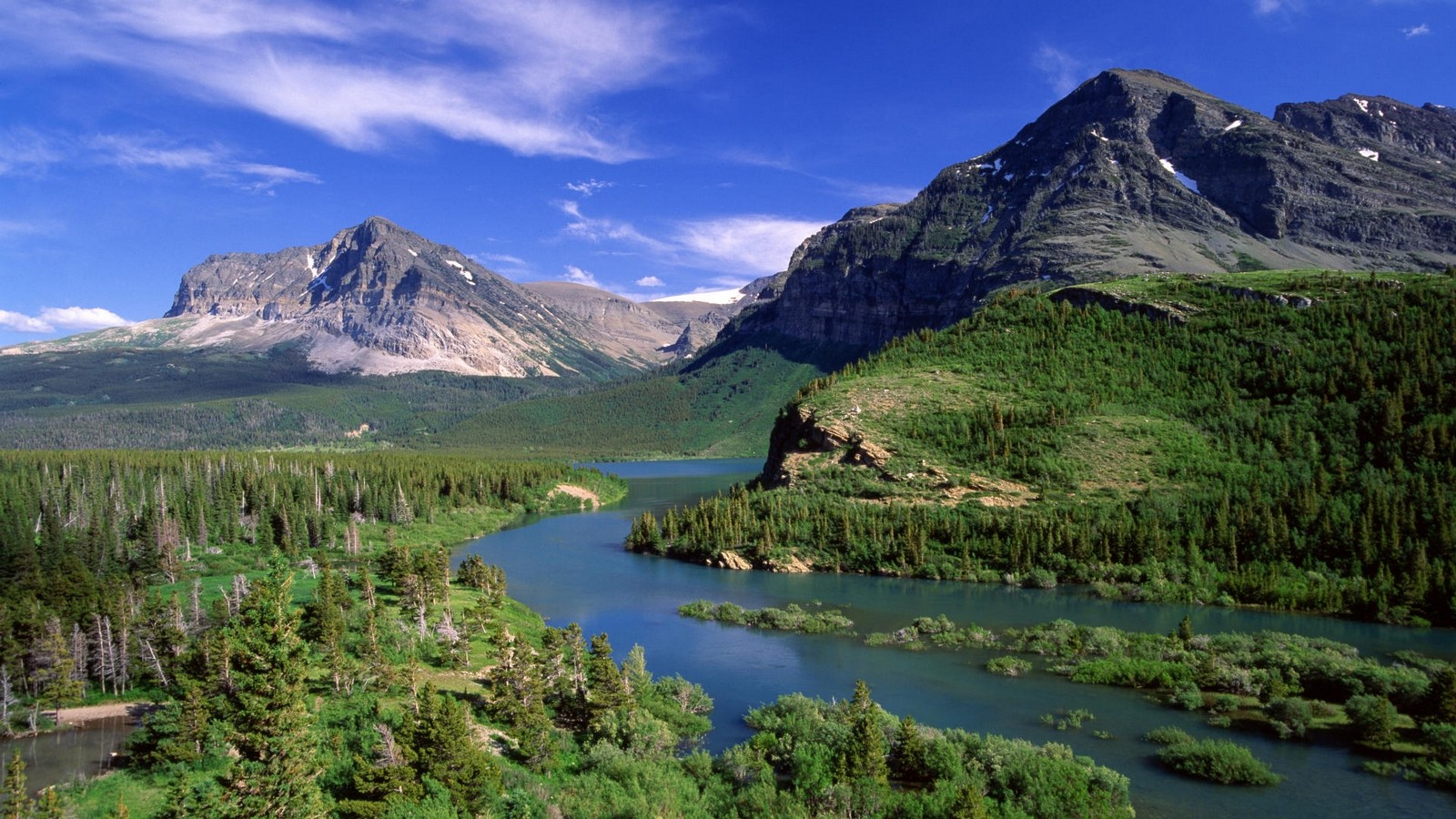 Landscape Nature Summer River Montana Forest Mountains Water 1600x900