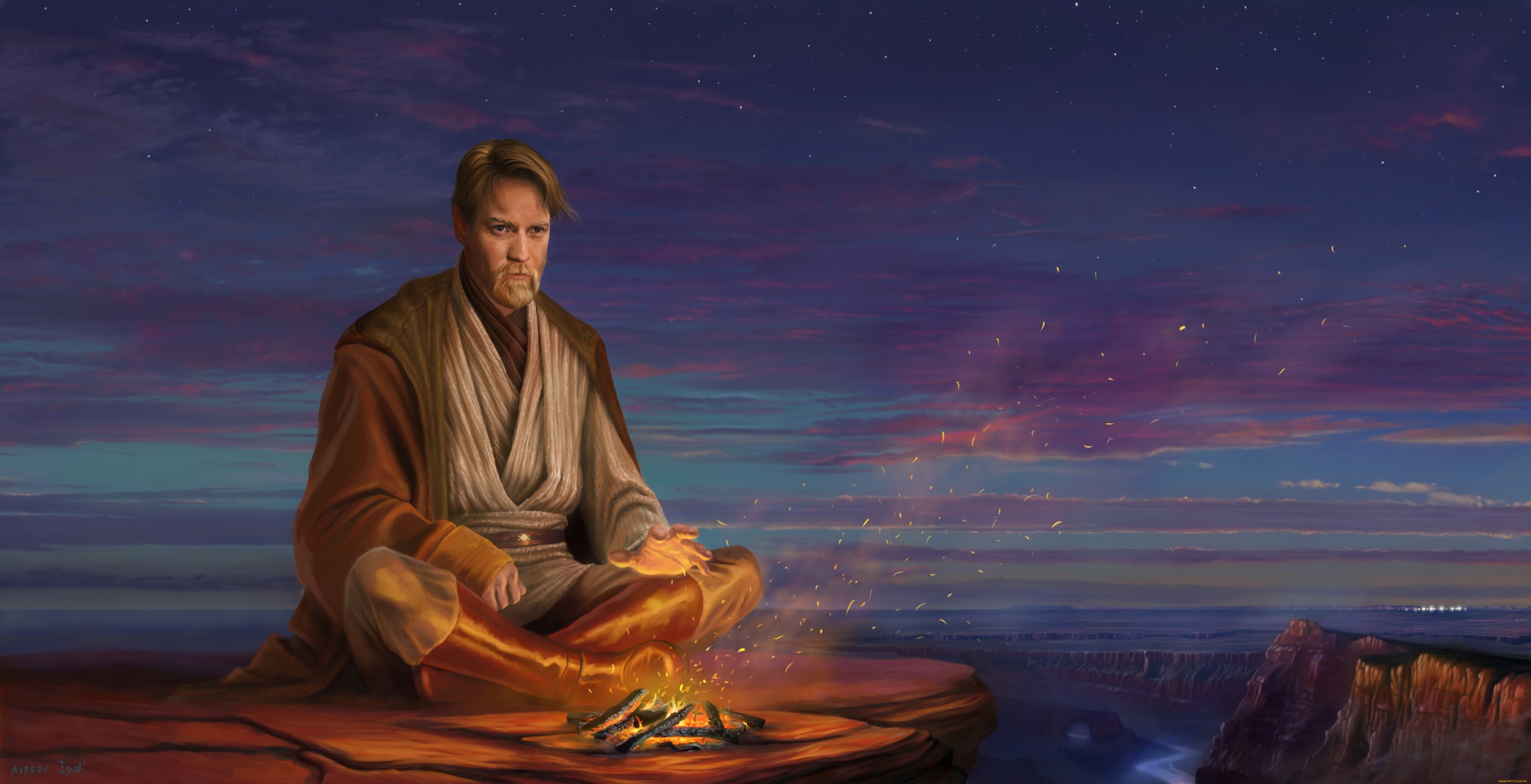 Star Wars Heroes Artwork Jedi Obi Wan Kenobi 2560x1313