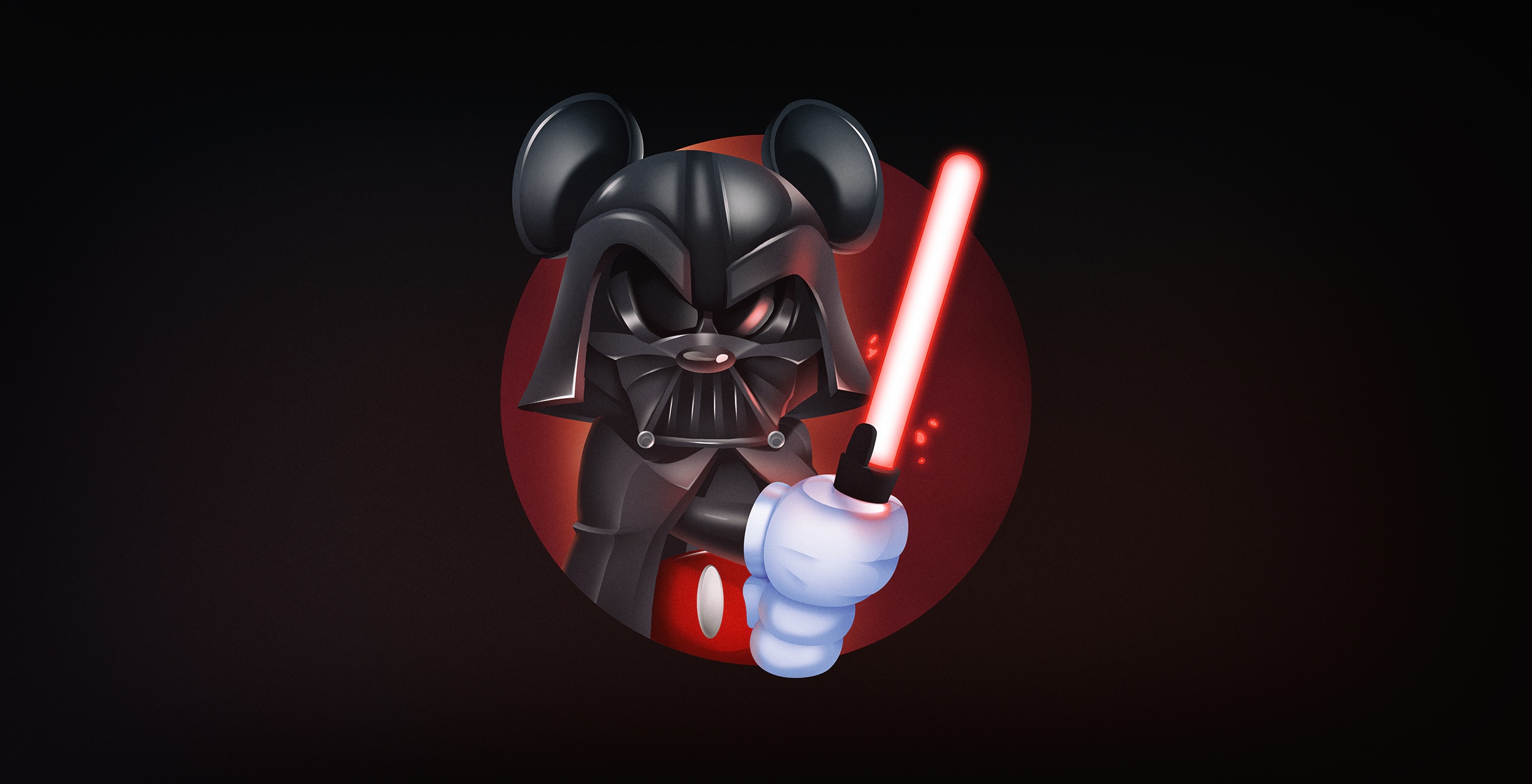 Mickey Mouse Darth Vader Star Wars Star Wars Villains Simple Background Mouse Ears Lightsaber Sith 2500x1280