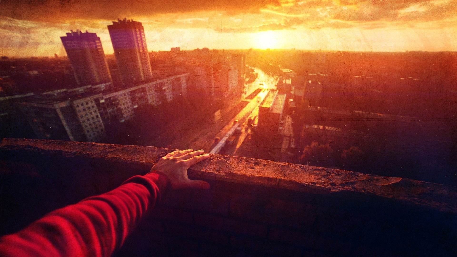 HDR Sunset Building Hands Cityscape Sunlight Arms People 1920x1080