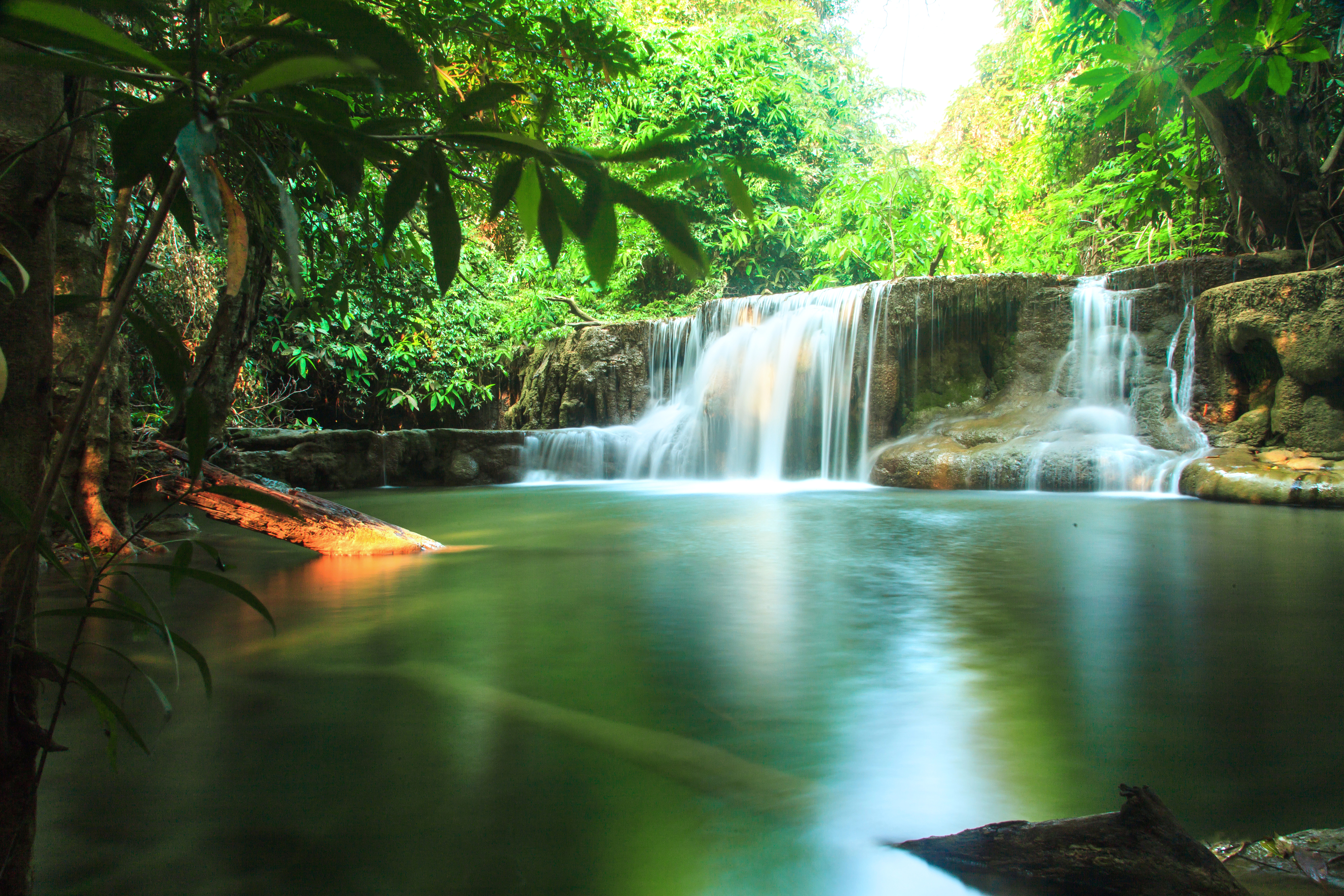 Thailand Tropical Creek Waterfall Sunny Nature 5616x3744