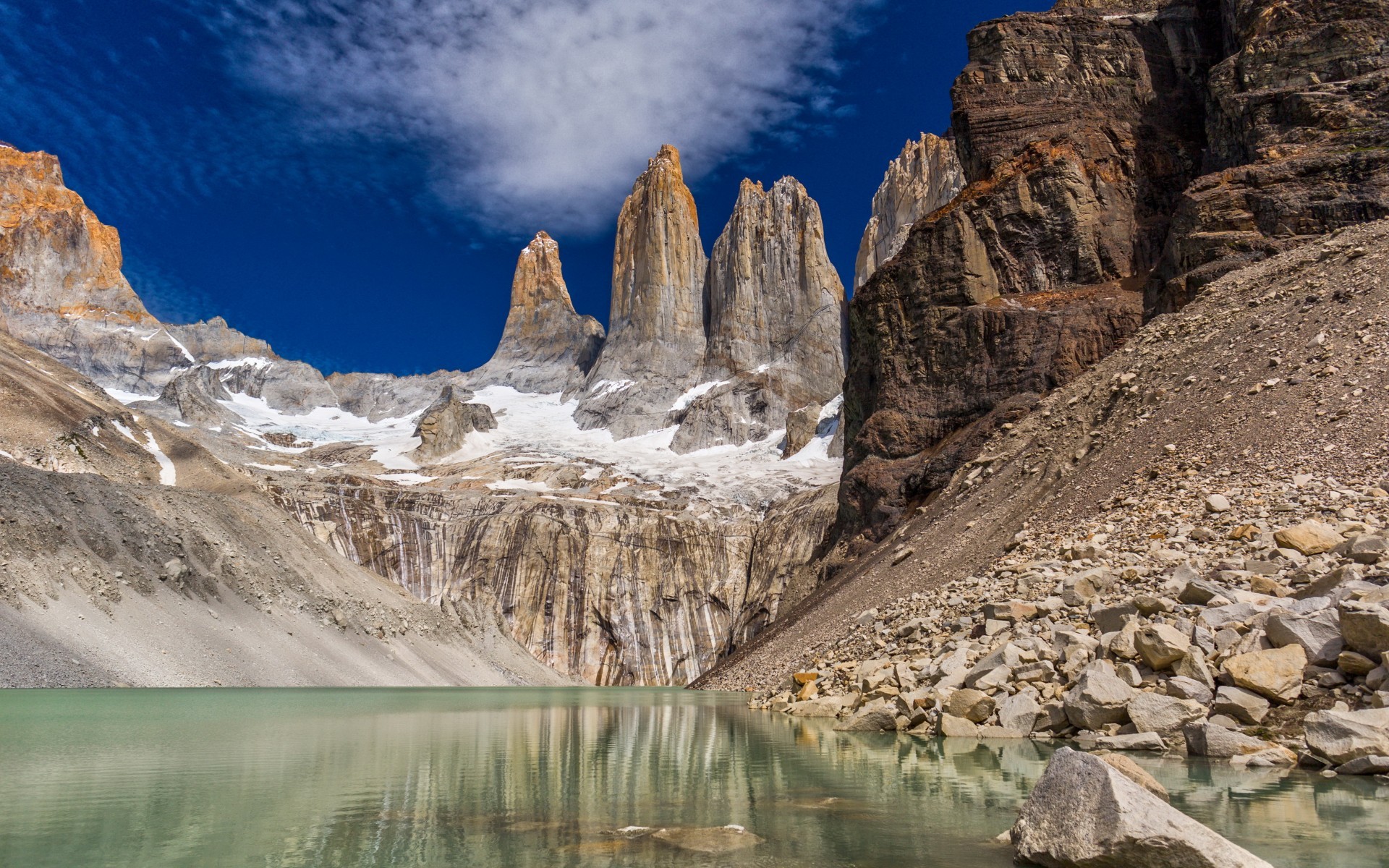 Nature Landscape Lake Cliff Rock Formation Torres Del Paine Patagonia 1920x1200