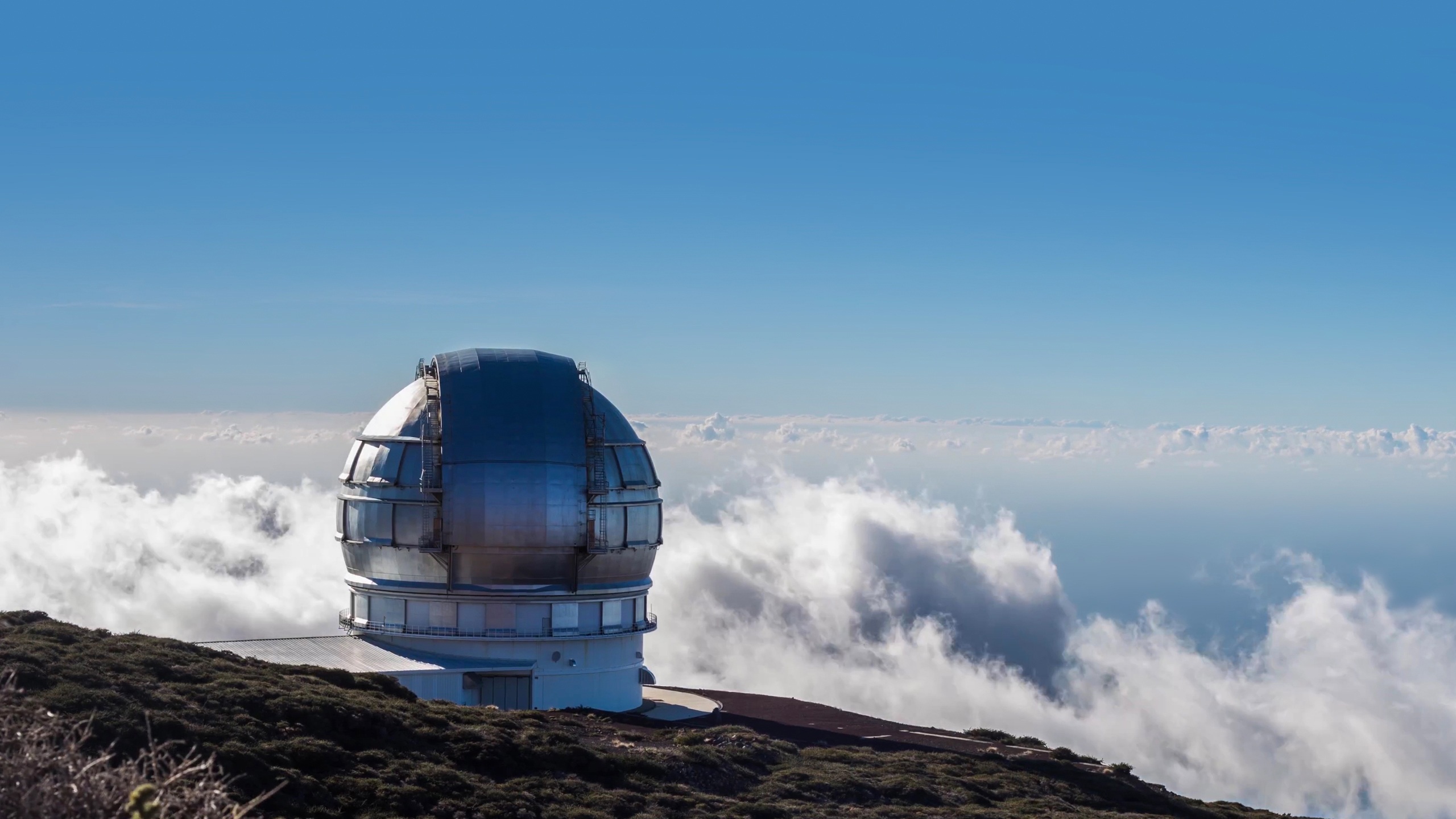 Telescope Canary Islands Cloud Sky Spain Horizon 2560x1440