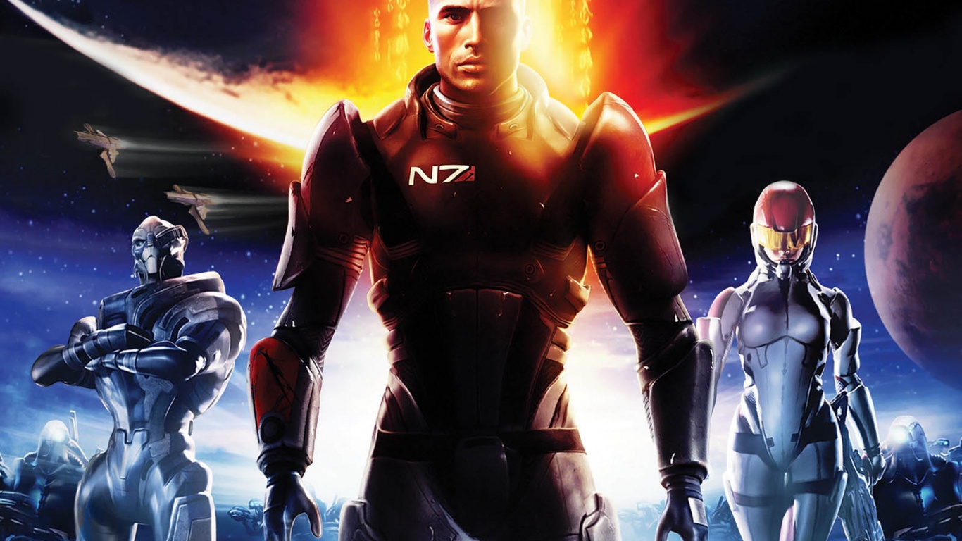 Mass Effect Commander Shepard Ashley Williams Garrus Vakarian 1366x768