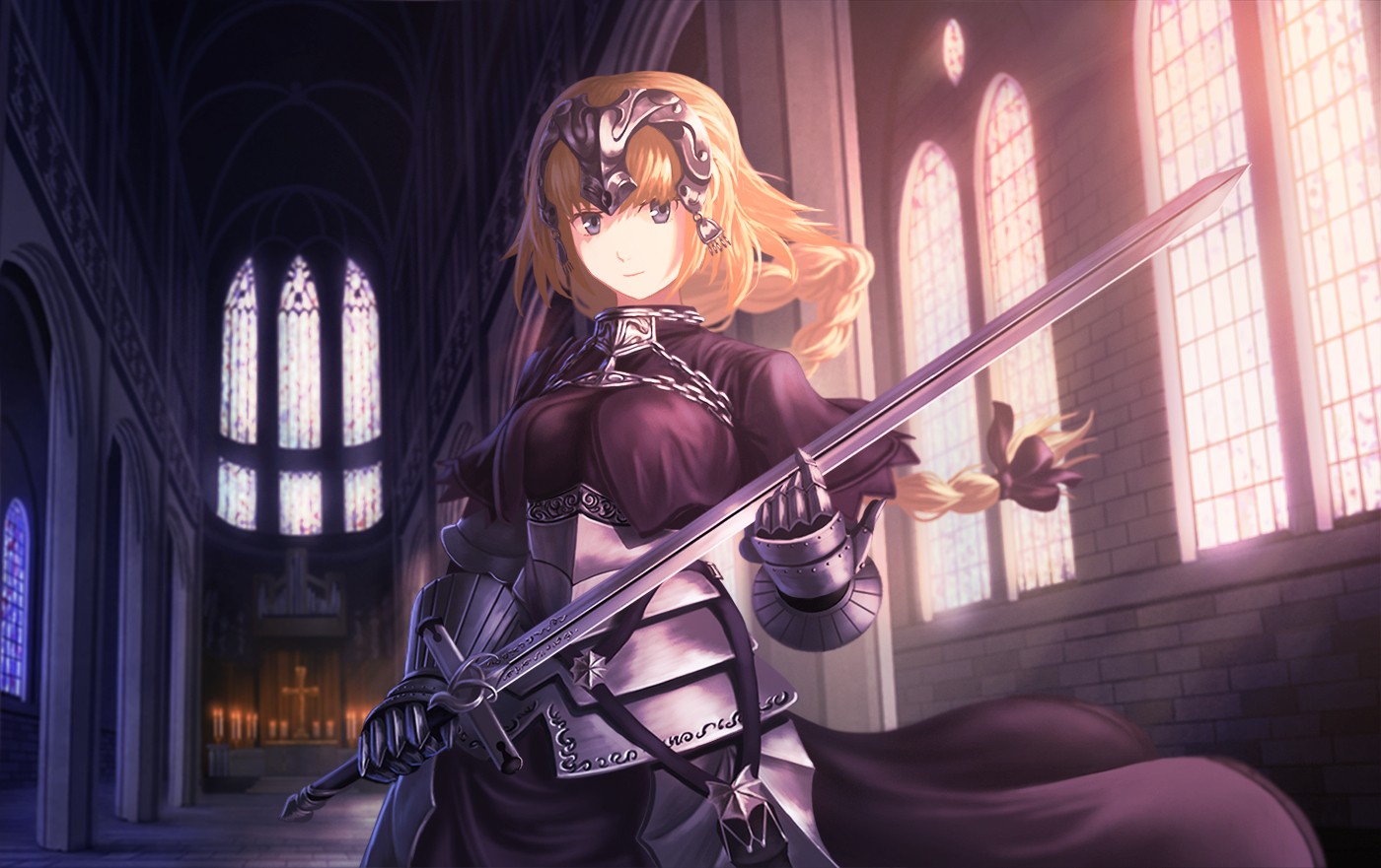 Fate Apocrypha Joan Of Arc Anime Girls Anime Blonde Sword Armored 1400x881