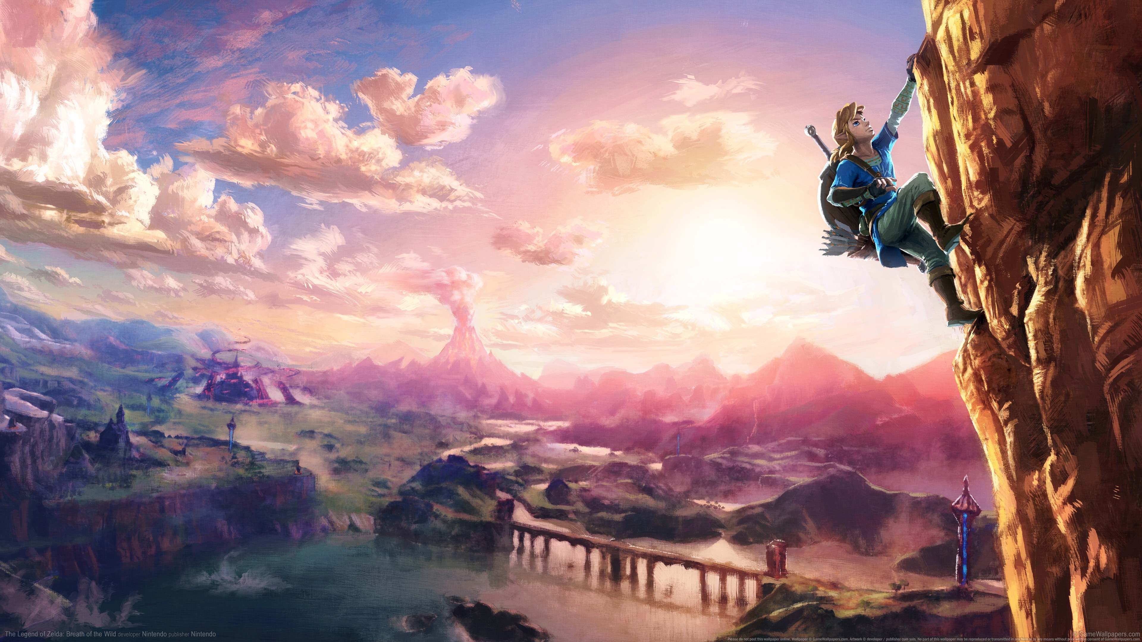 The Legend Of Zelda Link Wii U Nintendo Rock Climbing Heights The Legend Of Zelda Breath Of The Wild 3840x2160