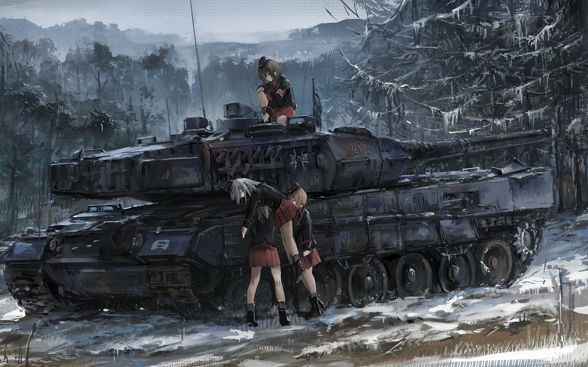 Tank Girls Und Panzer Winter Forest Artwork Nishizumi Maho Itsumi Erika Nishizumi Miho 1920x1200