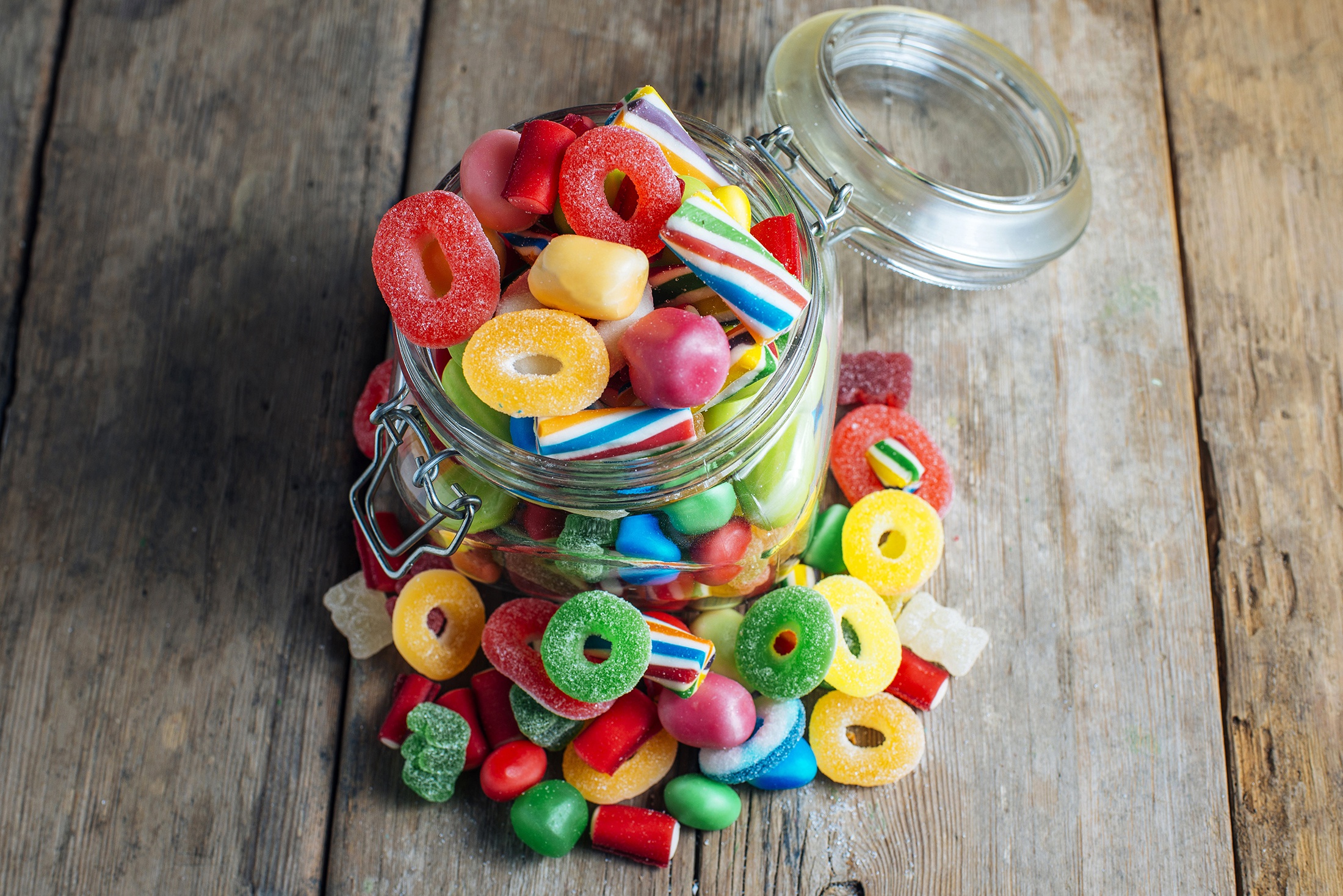 Sweets Food Glass Colorful Jelly Candy Sugar 2200x1468