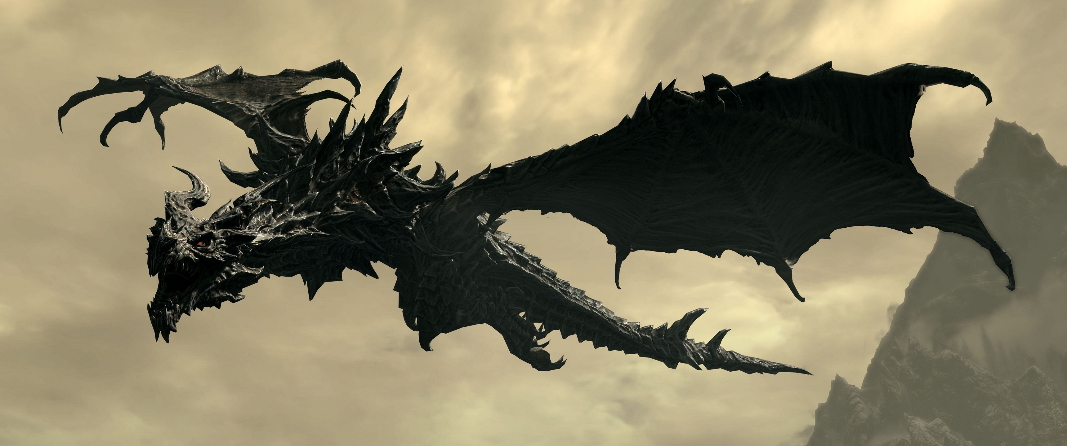 Video Games The Elder Scrolls V Skyrim Dragon Alduin 3440x1440