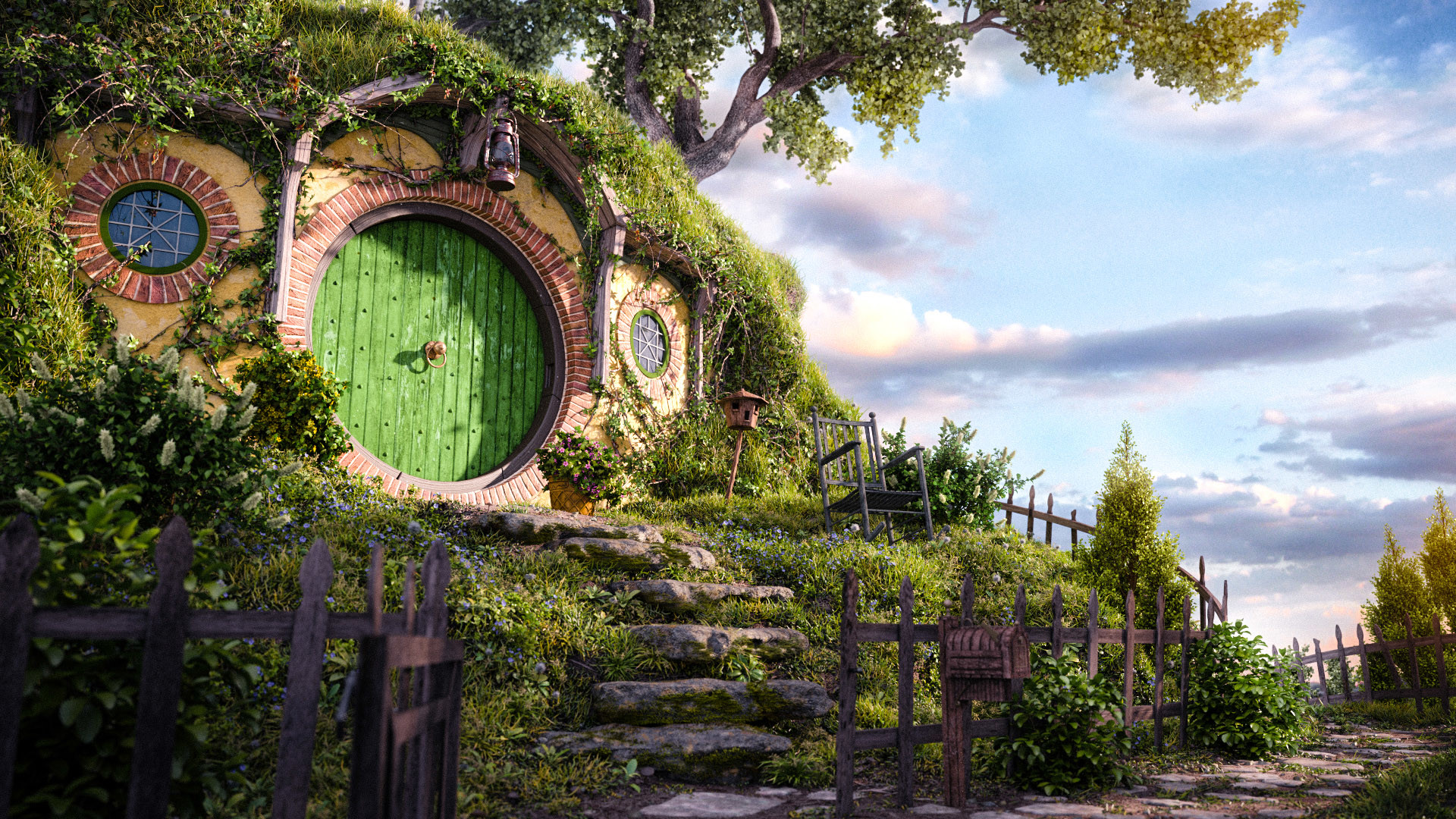 Bag End The Shire The Lord Of The Rings House Artwork Digital Art The Hobbit J R R Tolkien Hobbiton 1920x1080