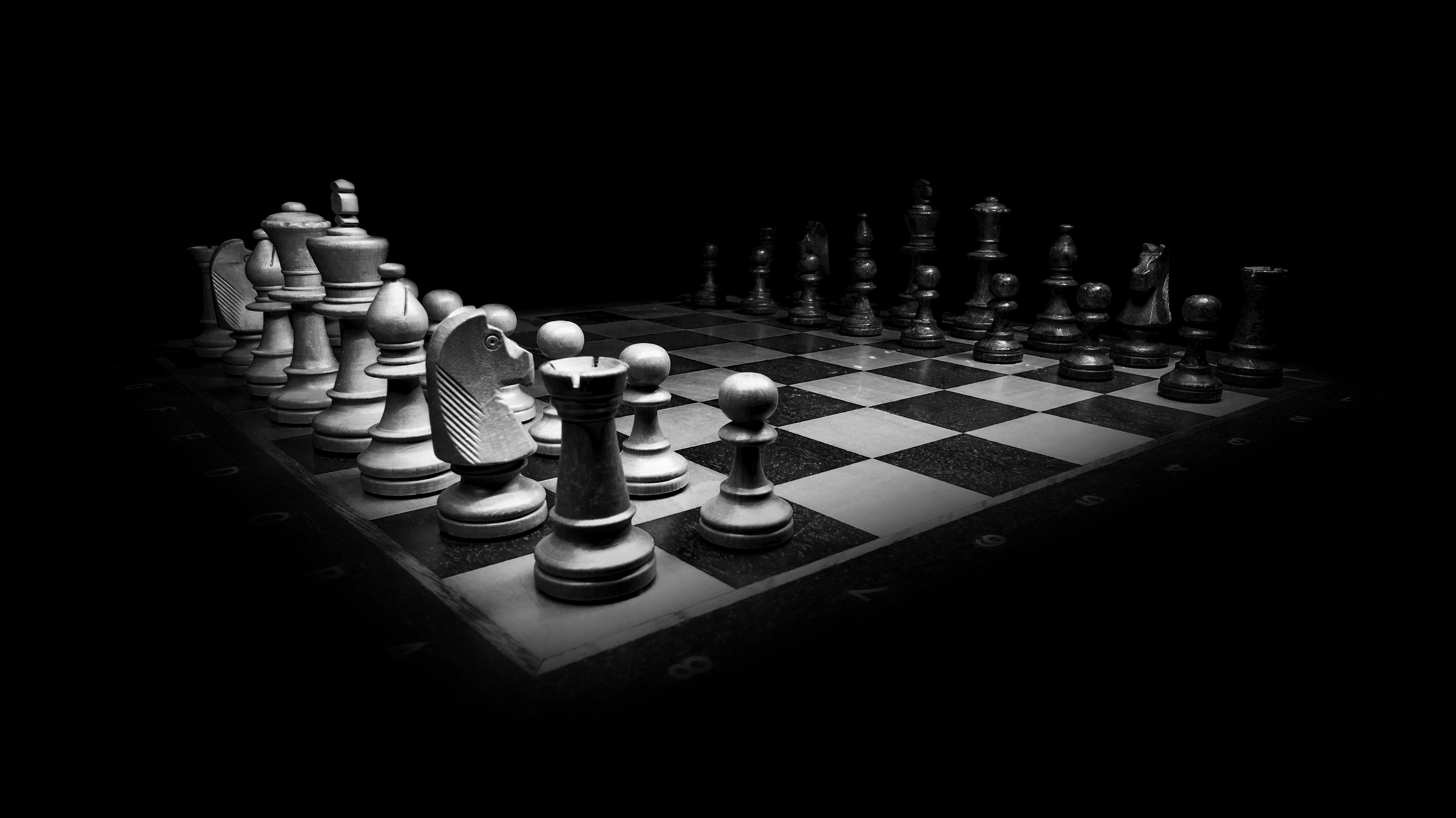 Chess Monochrome Pawns Board Games 4968x2794