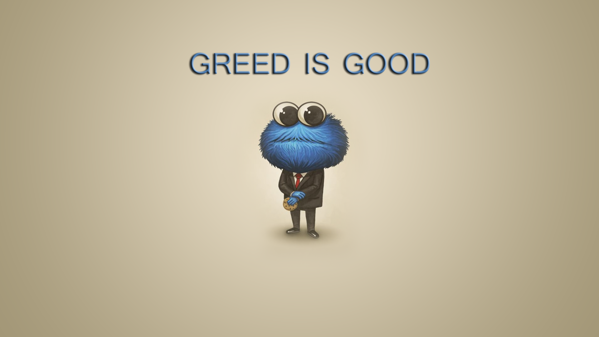 Cookie Monster Greed Minimalism Typography Simple Background 1920x1080