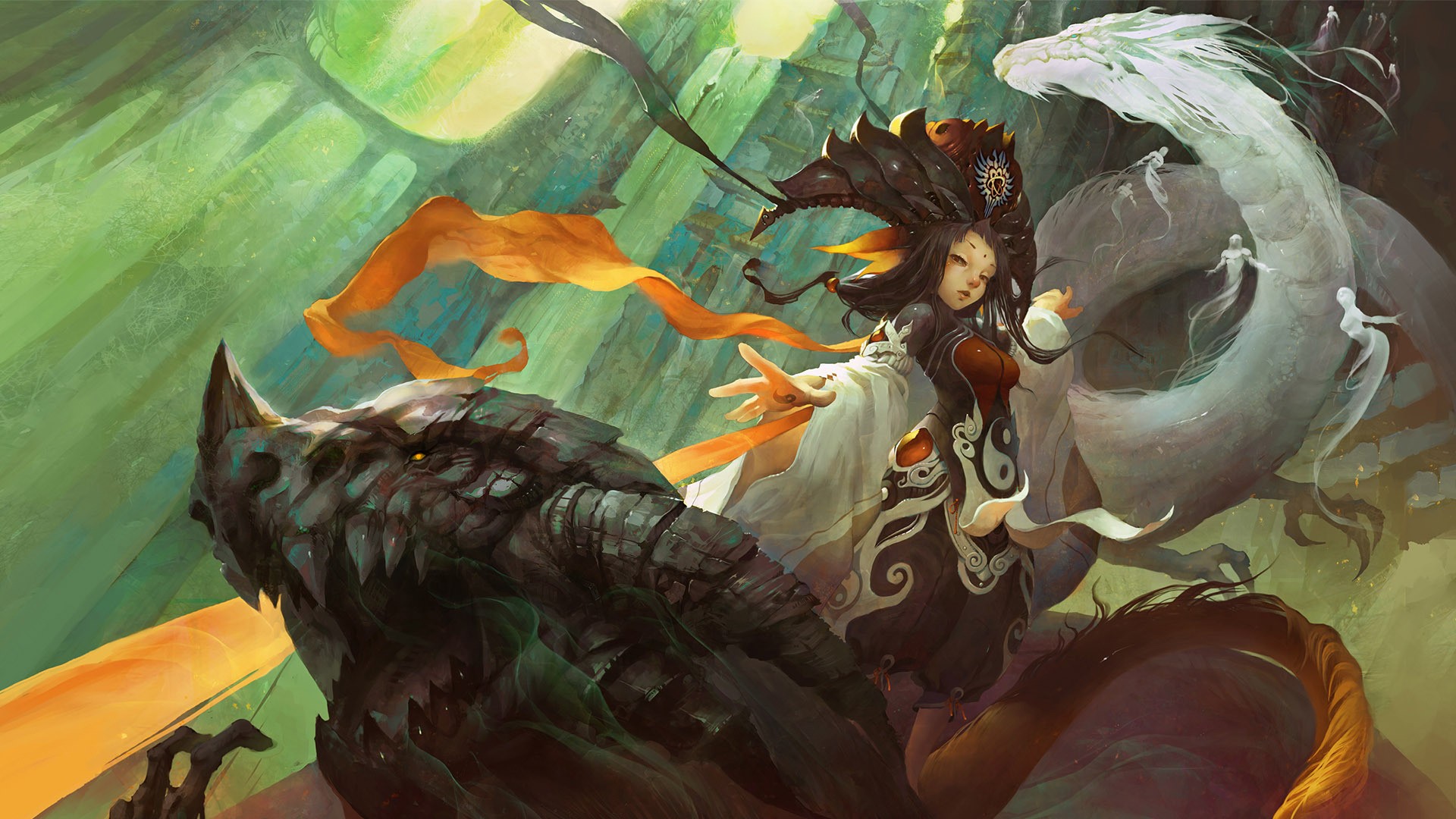 Fantasy Art Dragon Fantasy Girl Yin And Yang 1920x1080