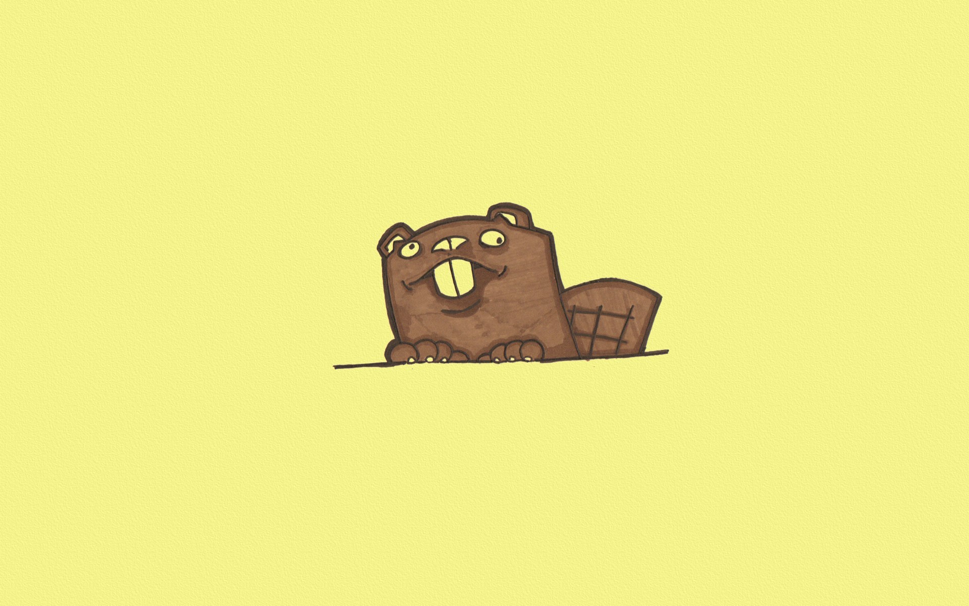 Artwork Beavers Yellow Background Simple Background Humor 1920x1200