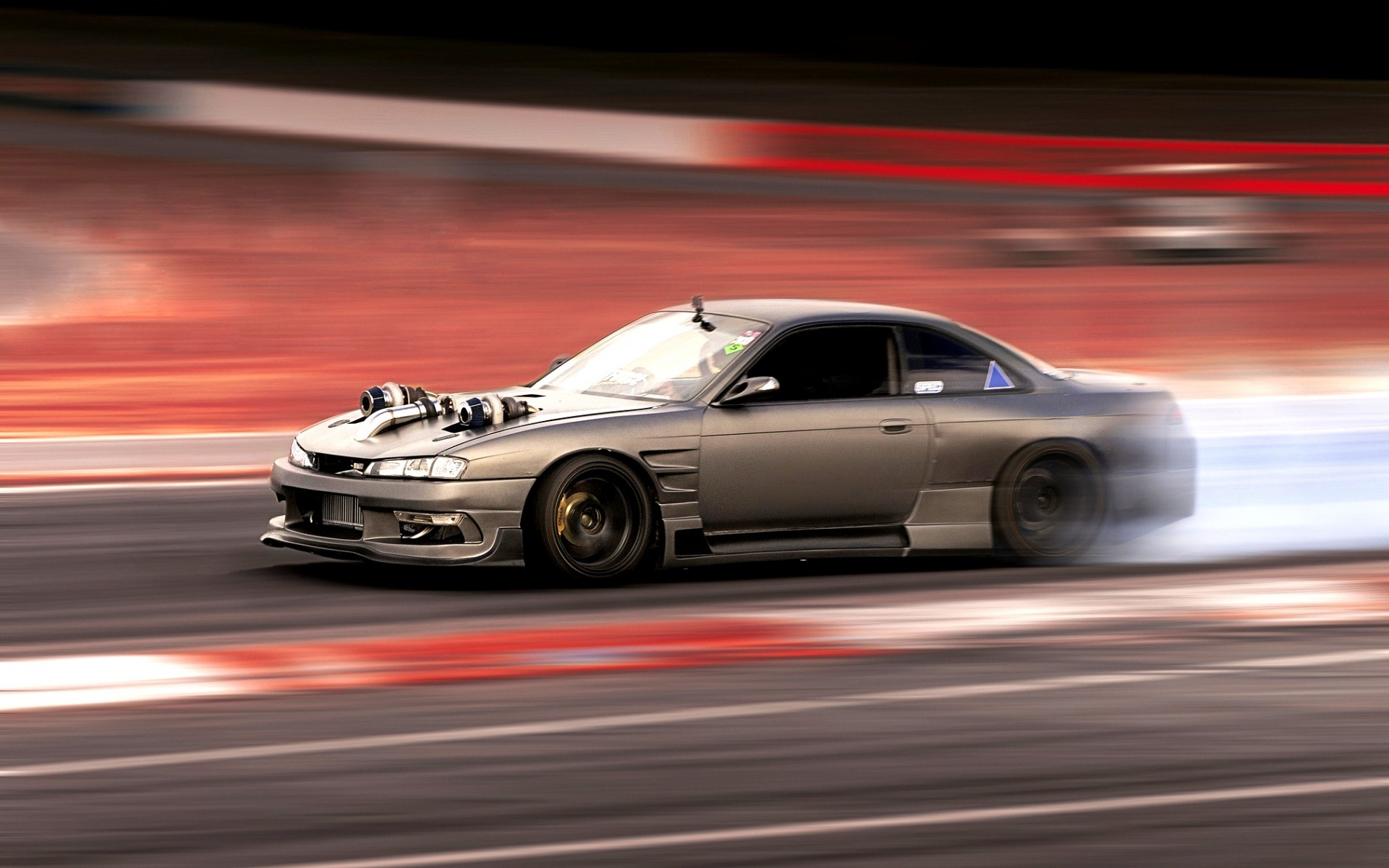 Car Race Tracks Motion Blur Tuning JDM Nissan Silvia Nissan Silvia S14 Front Angle View 1920x1200