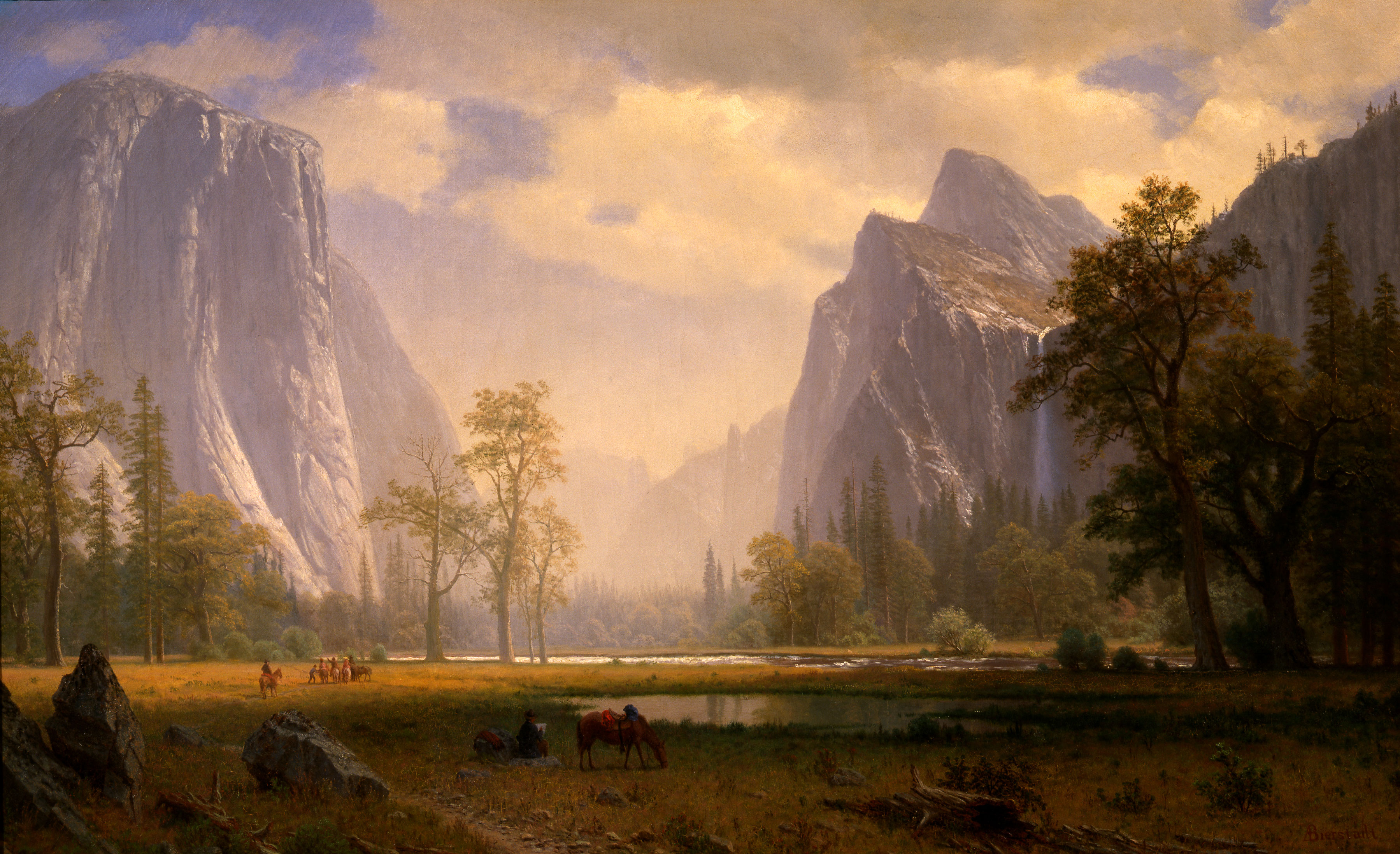 Albert Bierstadt Looking Up The Yosemite Valley Classical Art Classic Art Painting 3598x2196