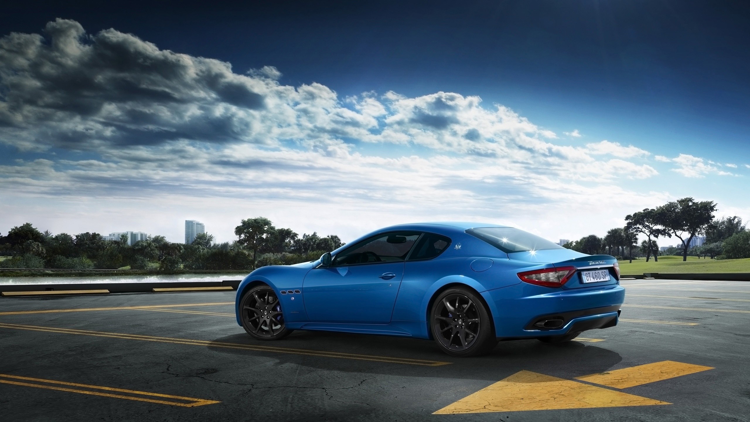 Maserati Maserati GranTurismo Car Clouds Blue Cars Vehicle Arrows Design 2560x1440