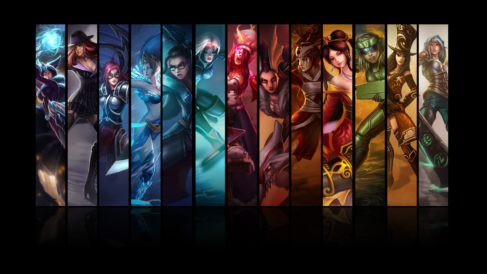 Collage League Of Legends Ahri Miss Fortune Irelia Janna League Of Legends Vayne League Of Legends S 1920x1080