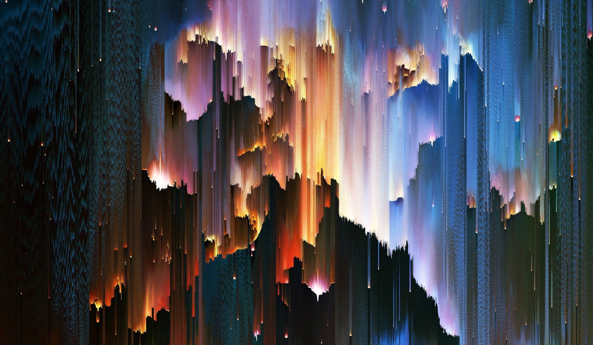 Space Pixel Sorting Abstract Digital Art Glitch Art 2048x1191