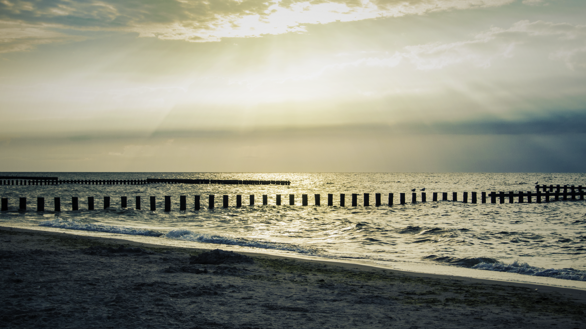 Sea Baltic Sea Beach Poland Sun Rays Nature 1920x1080