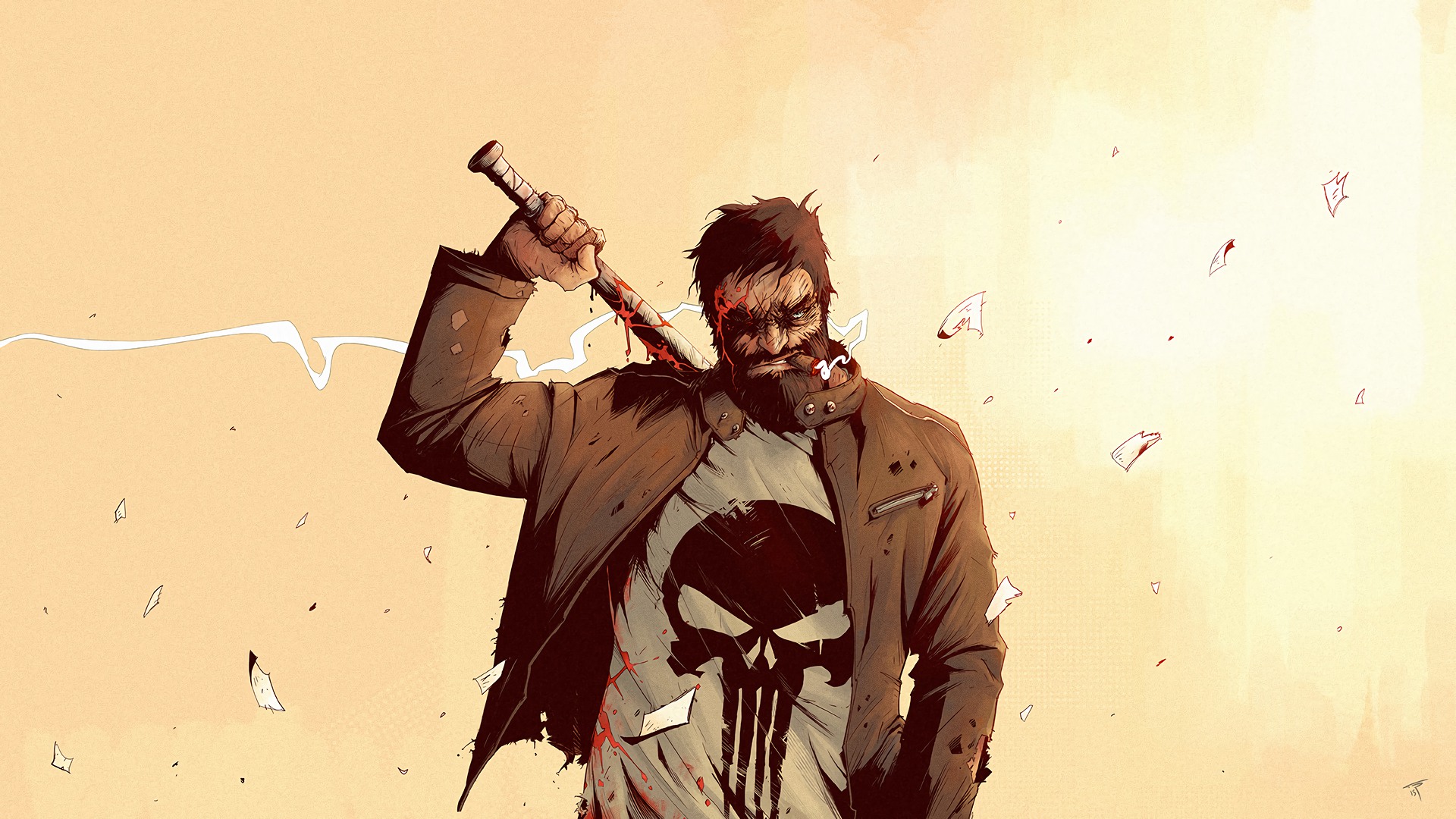 The Punisher Marvel Comics Frank Castle Frontal View Looking At Viewer 1920x1080