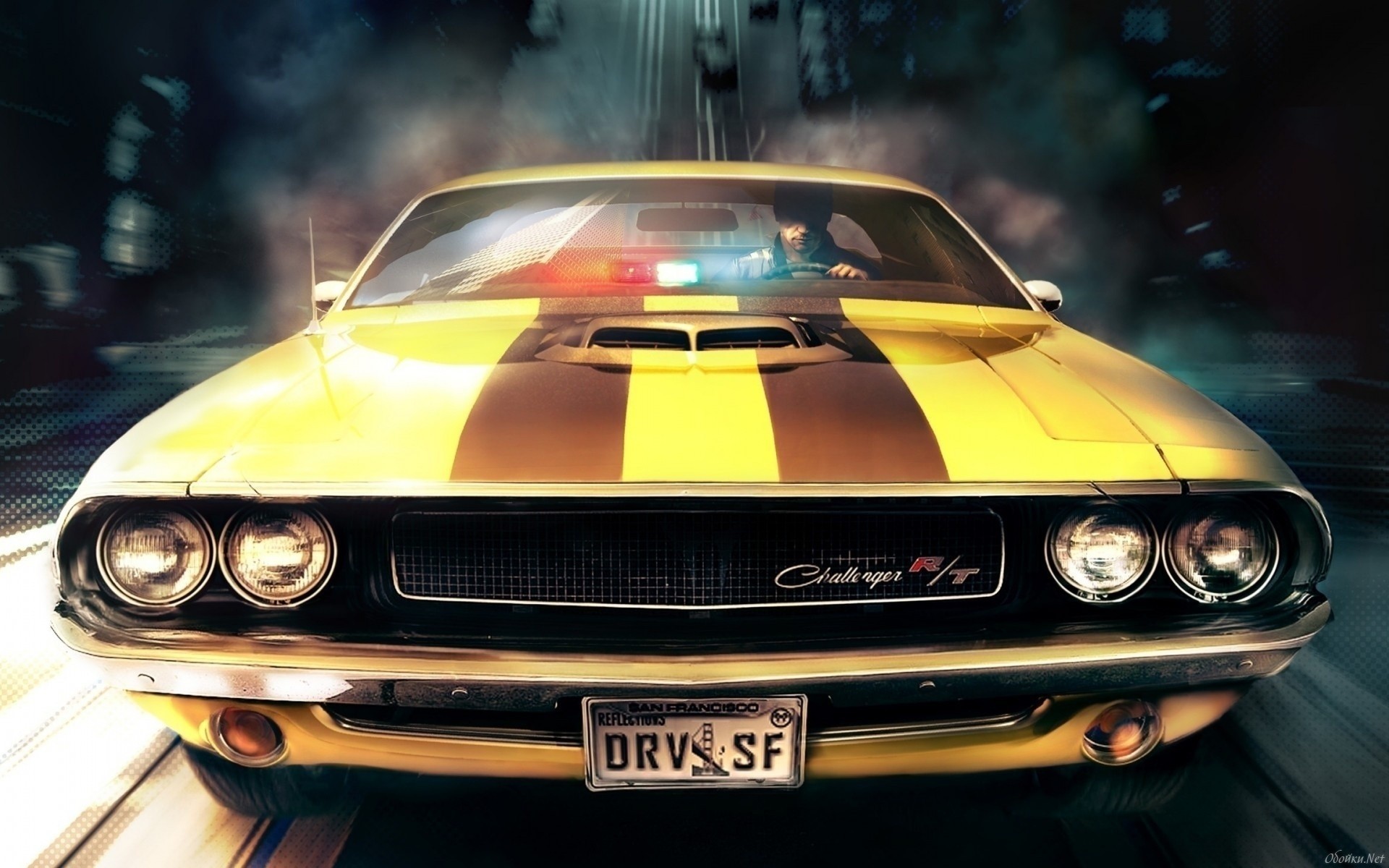 Driver San Francisco Driver Video Game Dodge Challenger Challenger Racing Stripes Frontal View 1920x1200
