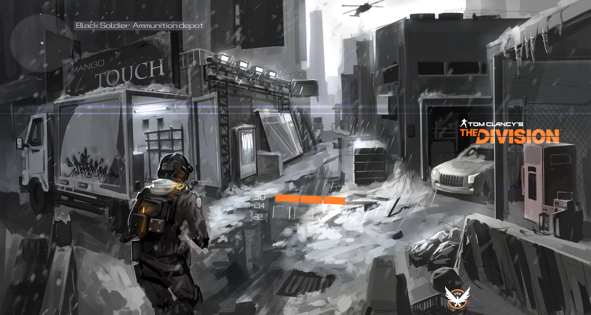 Weapon Gun Tom Clancys The Division Snow City Video Games Black Soldier 1919x1023