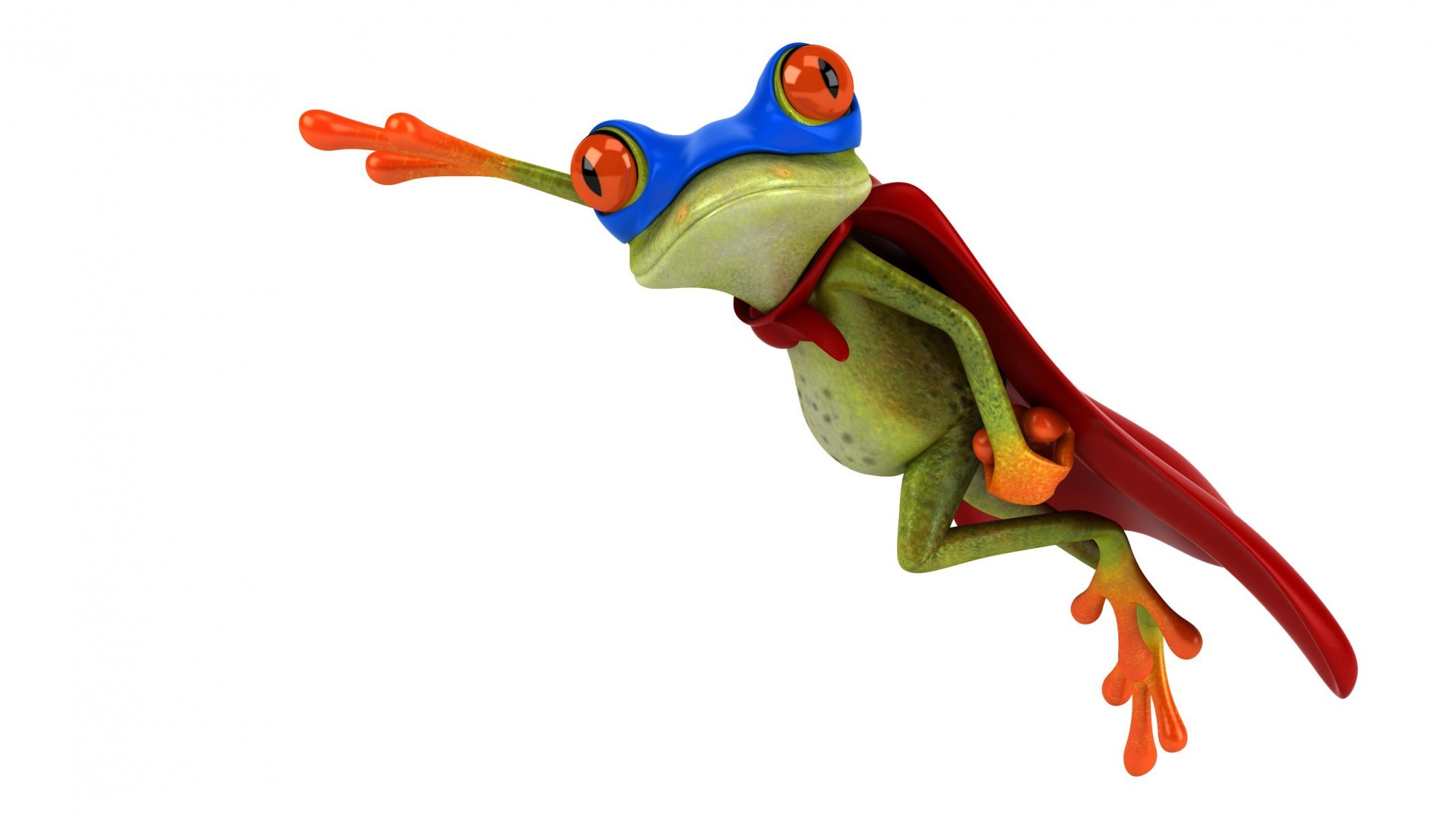 Colorful Digital Art Animals Frog White Background Superman Humor 3D Mask Render Flying Amphibian Re 2133x1200
