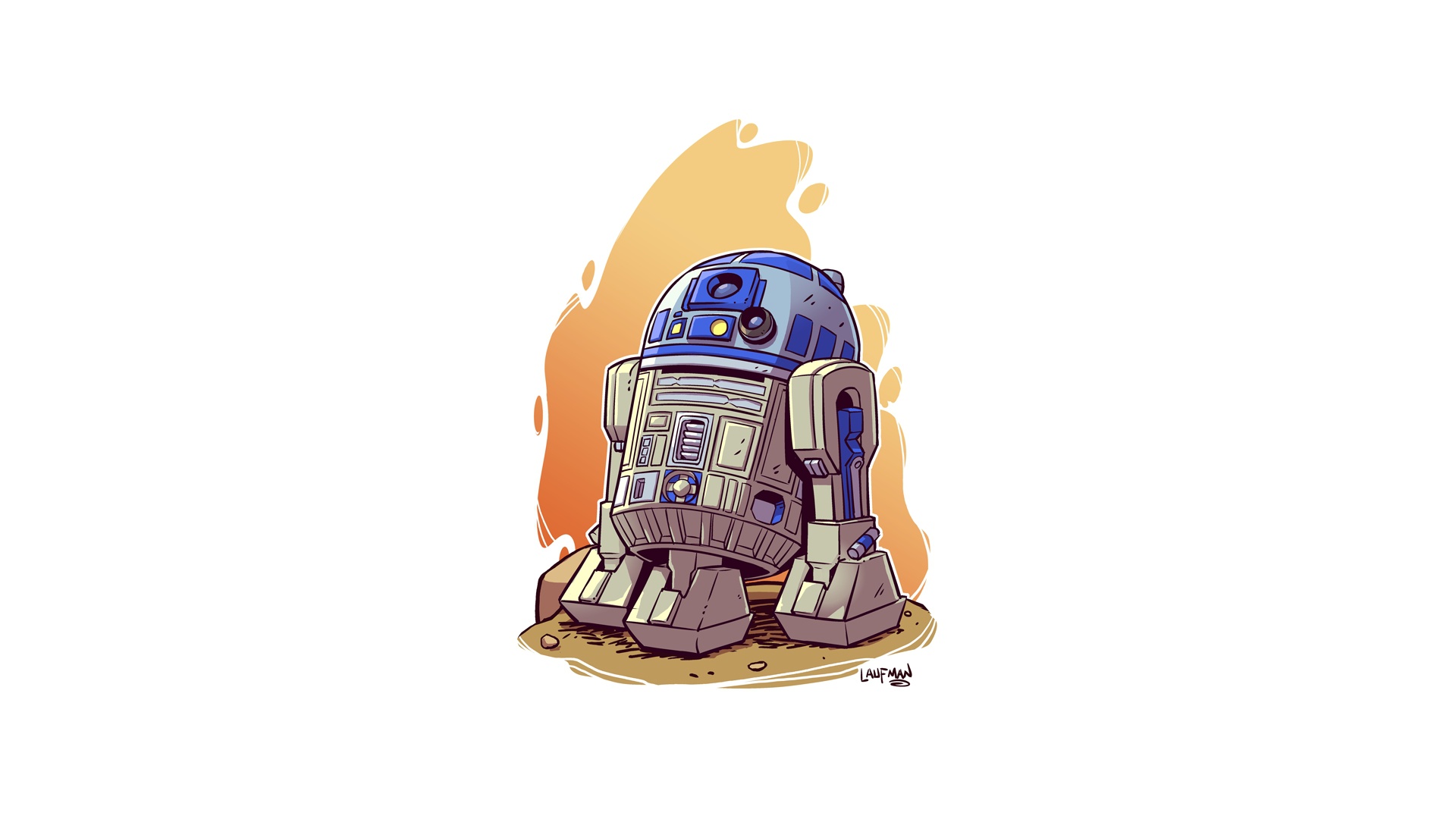 Star Wars R2 D2 White Background Simple Background Artwork Derek Laufman Star Wars Droids 1920x1080