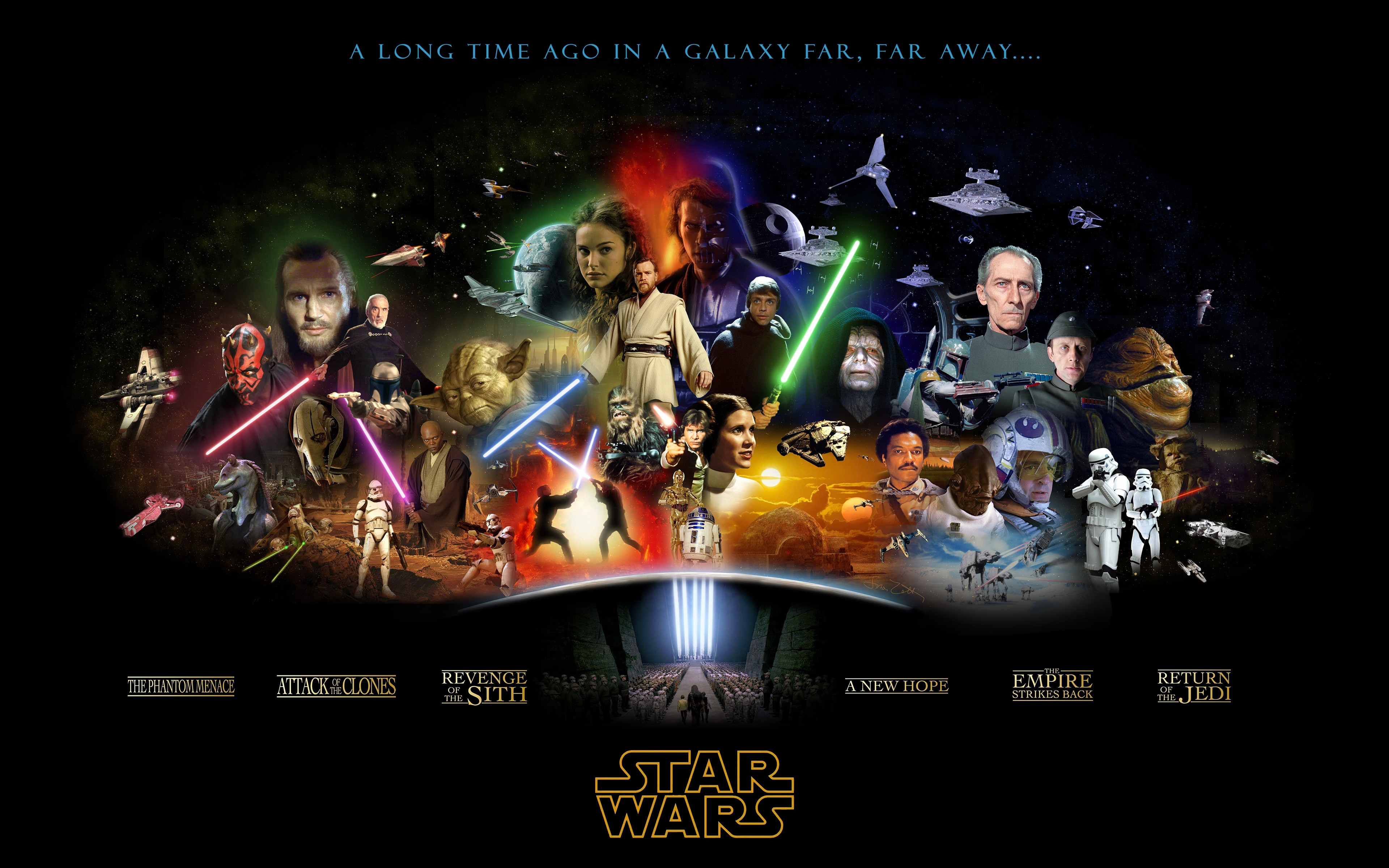 Star Wars Movies Collage Star Wars Heroes Star Wars Villains 3840x2400