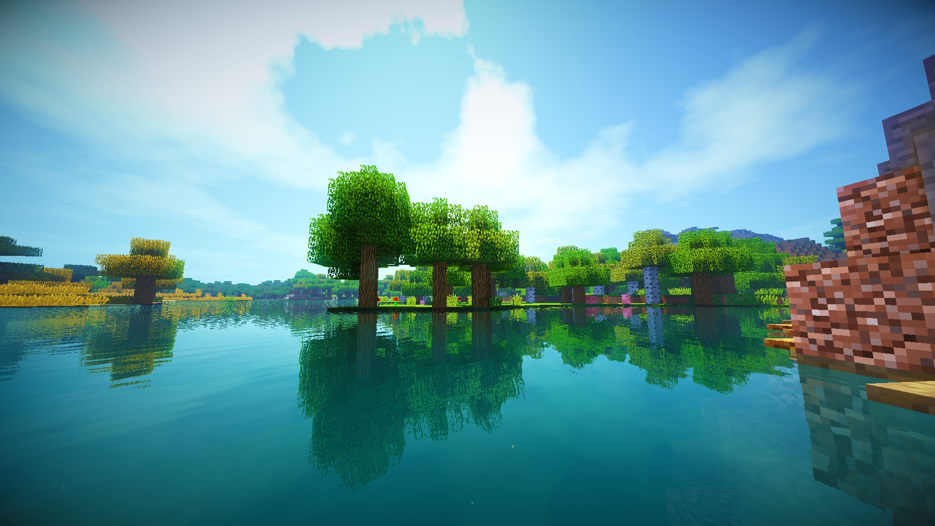 Minecraft Shaders Screen Shot Video Games Computer Game 1920x1080