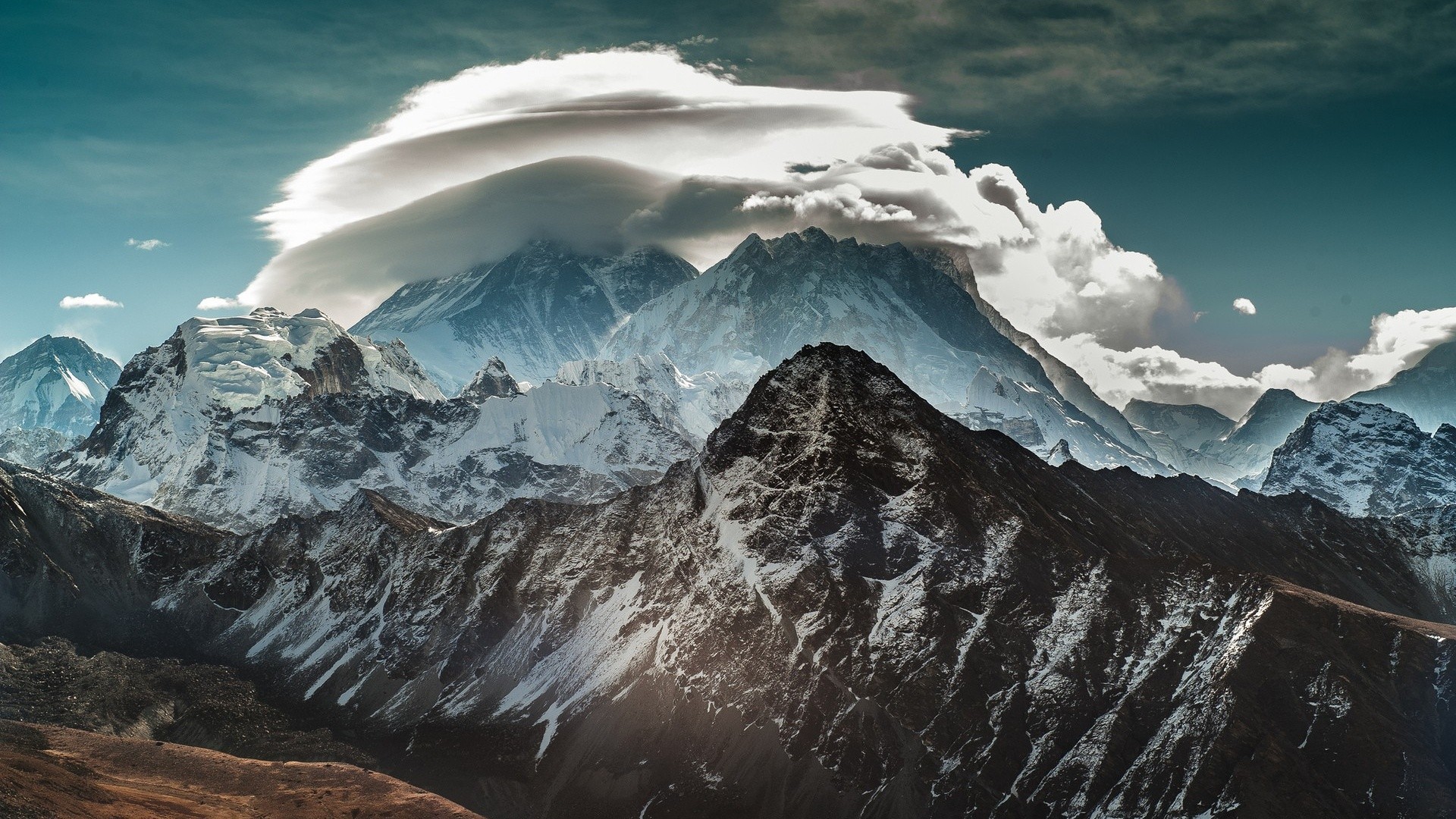 Nature Mountains Clouds Snow Landscape Himalayas Snowy Peak Hills Nepal Sky 1920x1080