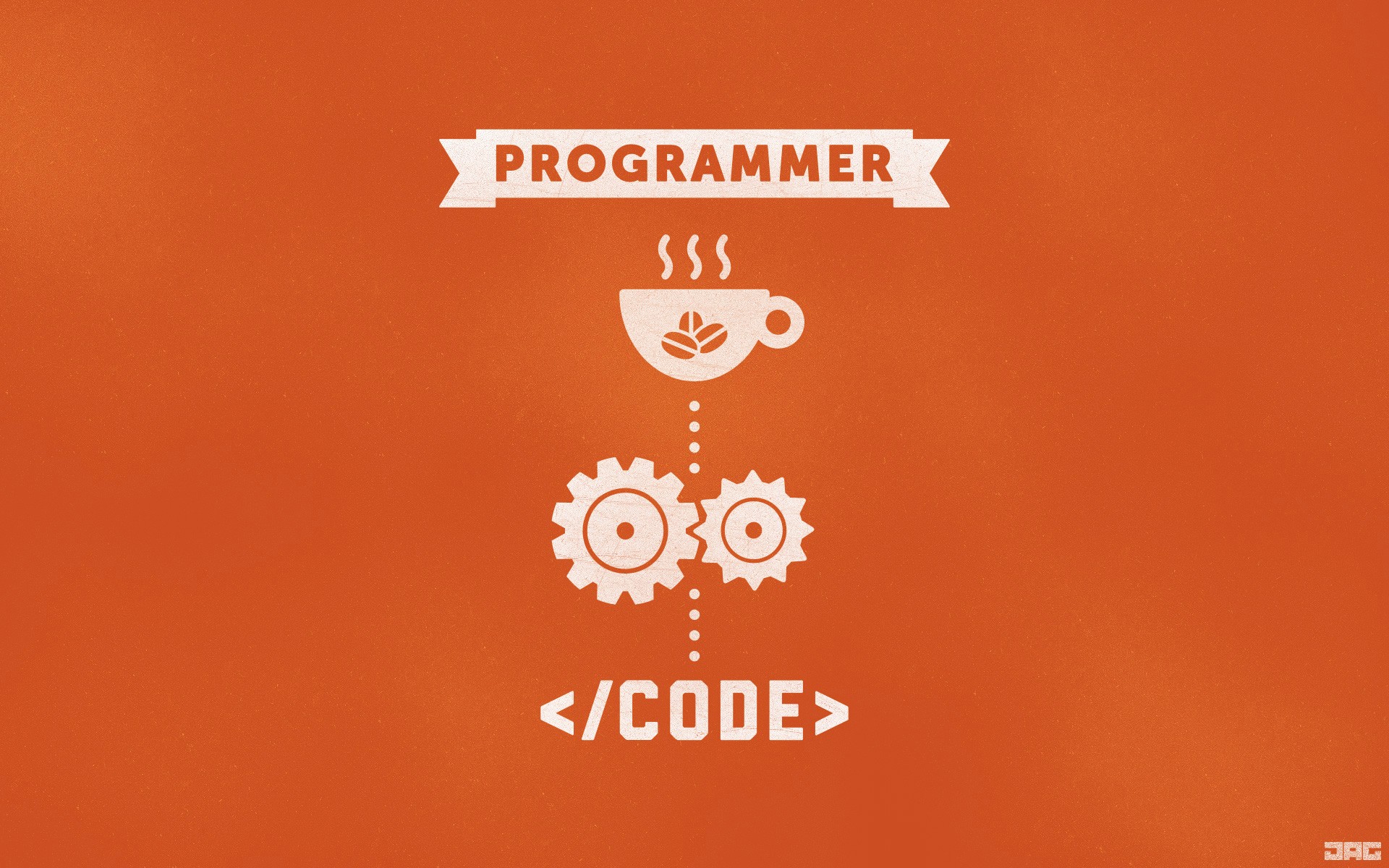 HTML Code Coffee Programmers Minimalism Orange Background 1920x1200