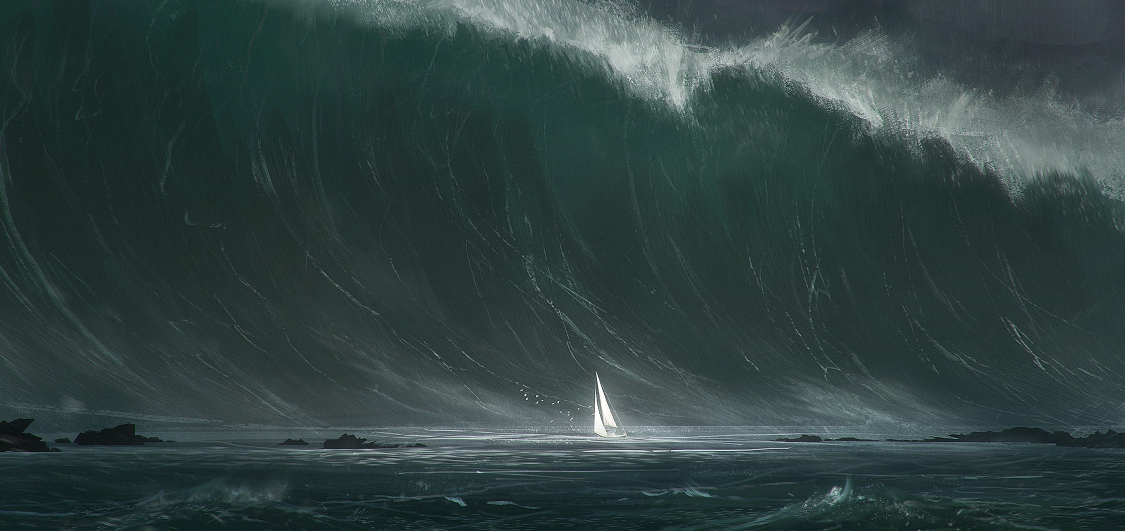 Artwork Boat Waves Bastien Grivet 2240x1058