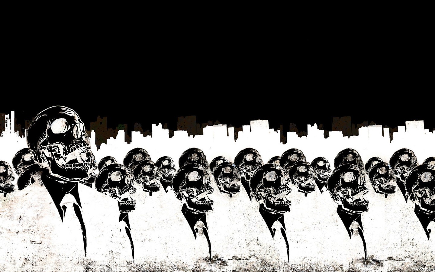 Artwork Skull Black White Death Minimalism Suits Alex Cherry Inverted Monochrome 1440x900