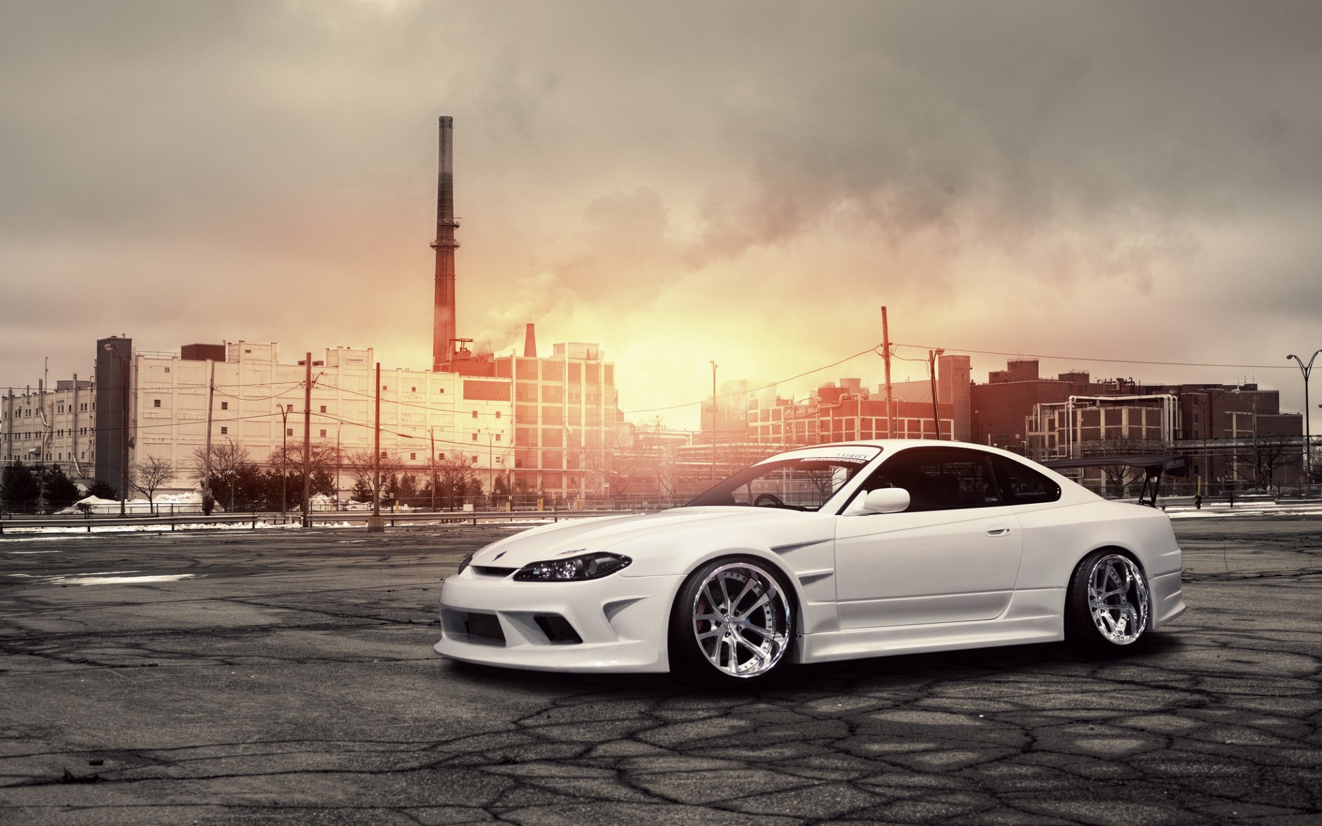 Car Sunset Nissan Silvia S15 Nissan Nissan Silvia Modified Tuning Front Angle View 1920x1200