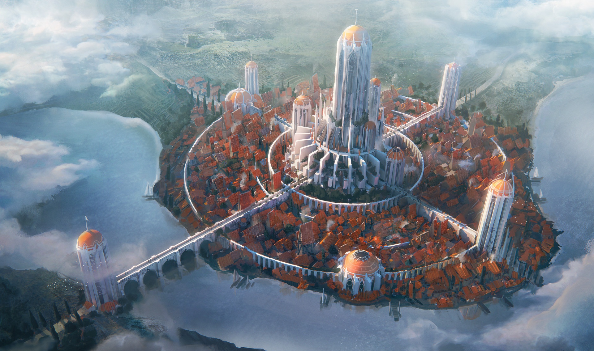 Fantasy City Fantasy Art Tamriel The Elder Scrolls Imperial City 1920x1136