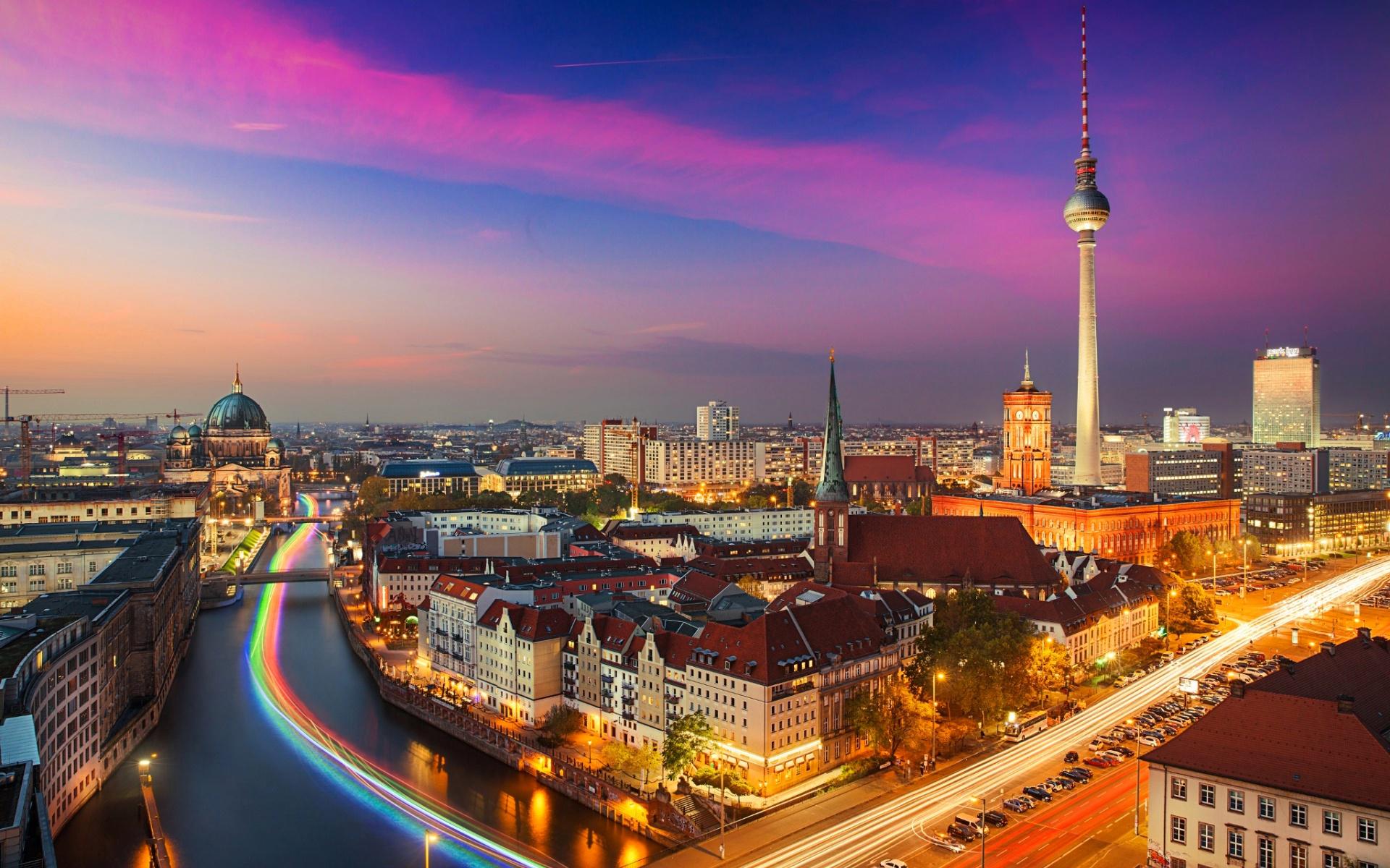 City Cityscape Berlin Germany Sunset 1920x1200