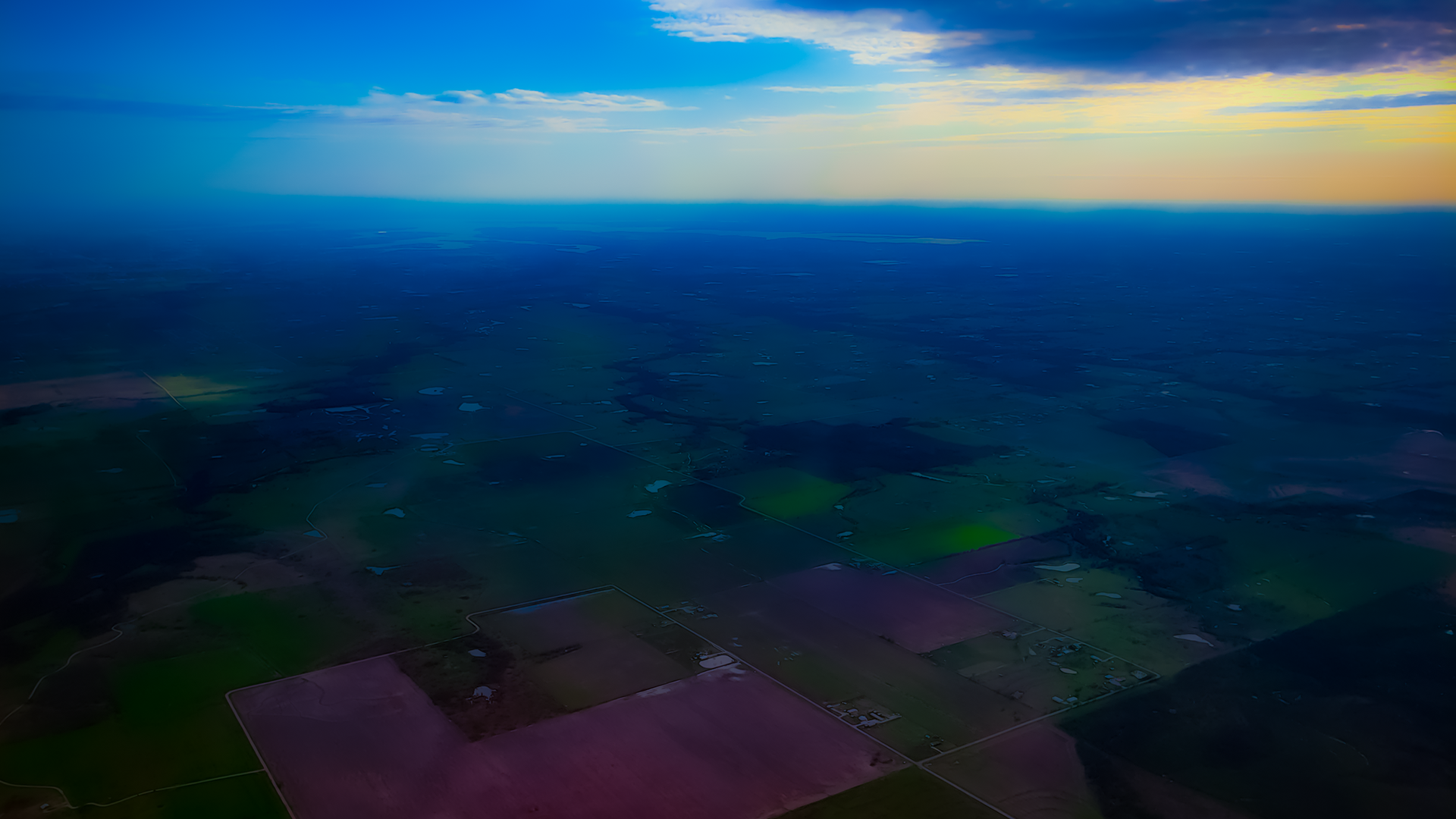 Clouds Texas Field Flying Horizon Landscape 1920x1080