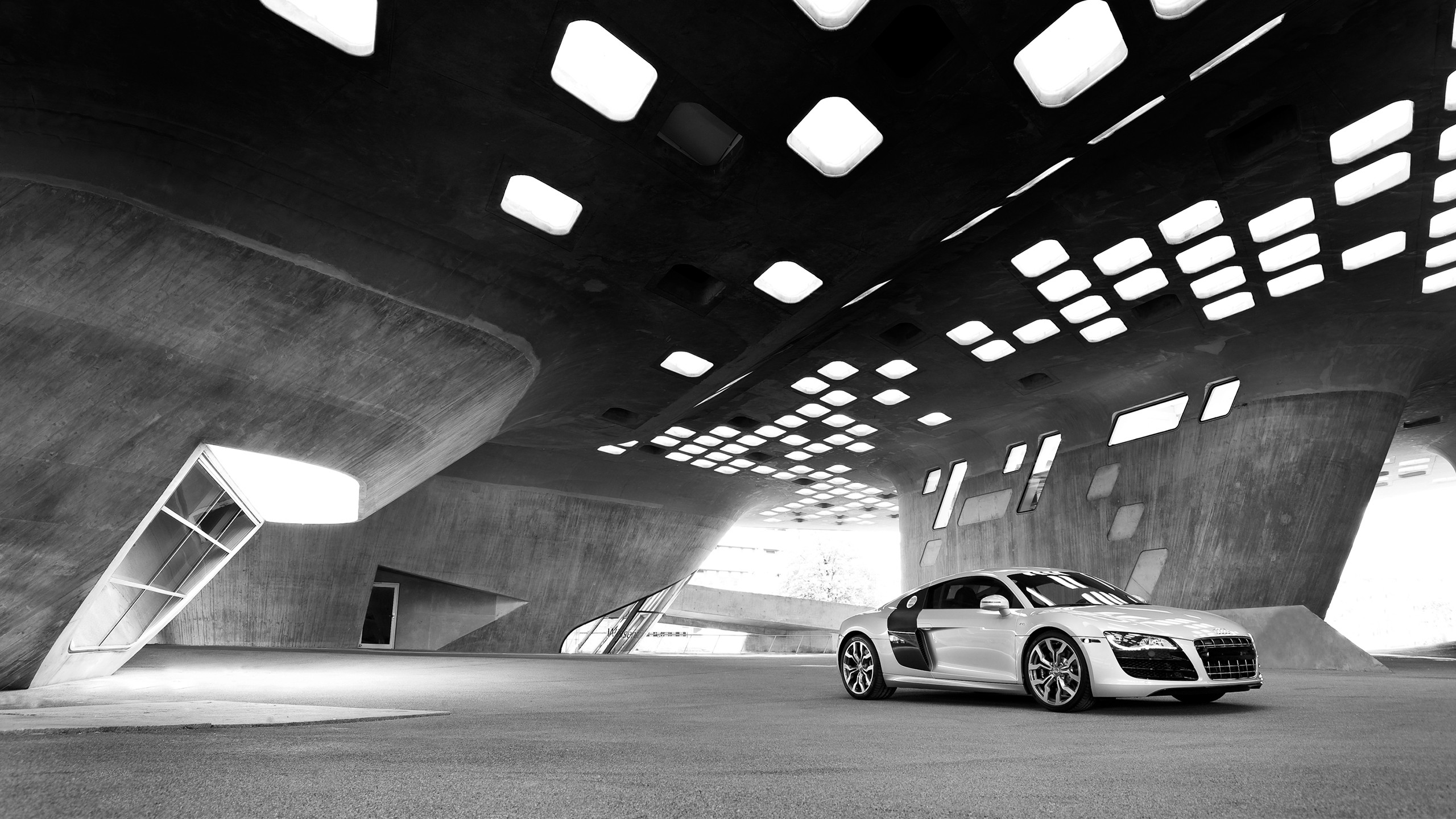 Audi German Cars Sports Car Monochrome Audi R8 Architecture Car Building Audi R8 V10 Front Angle Vie 2560x1440