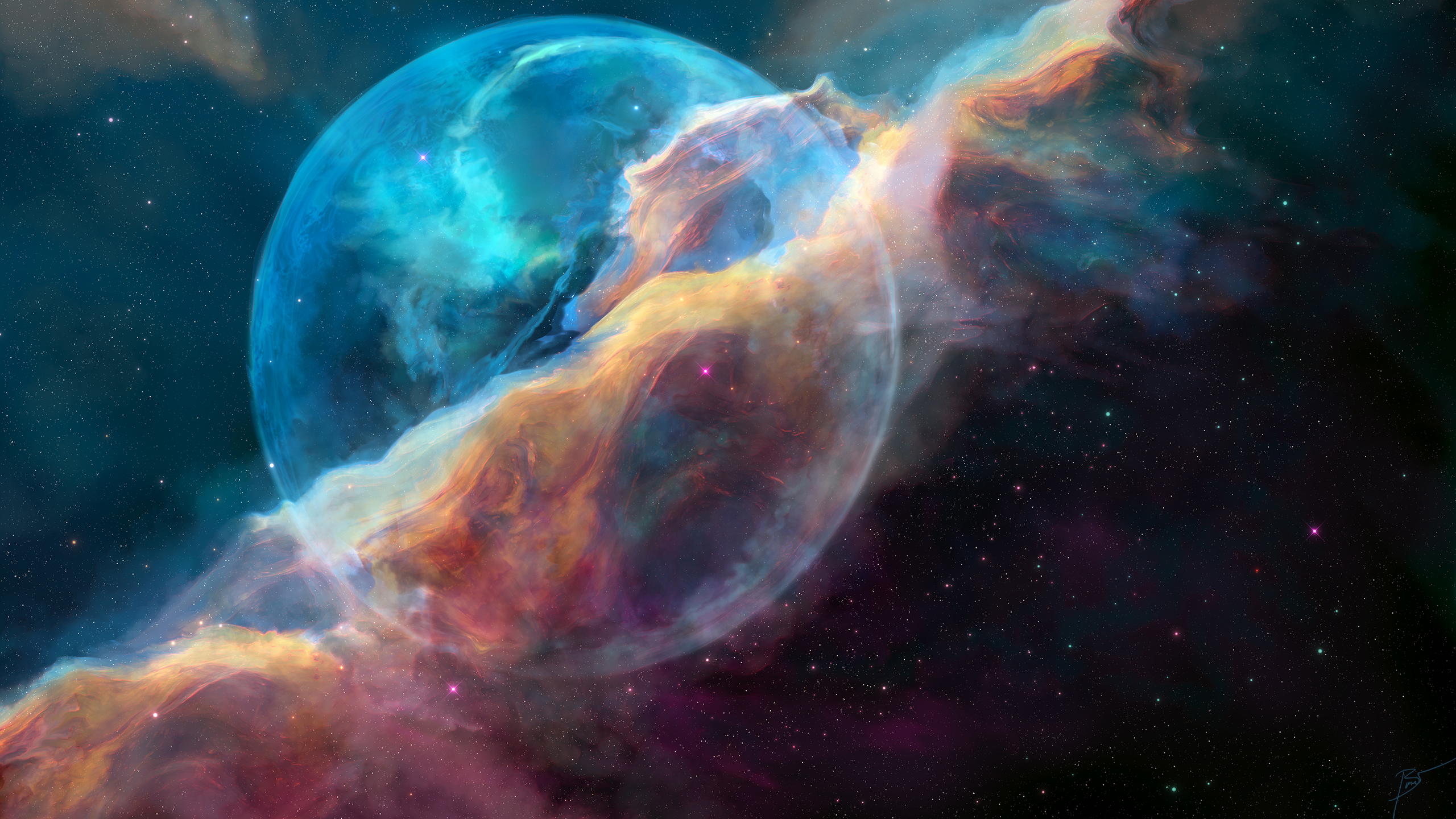 Hubble Bubble Joey Jazz Space Art Nebula 2560x1440
