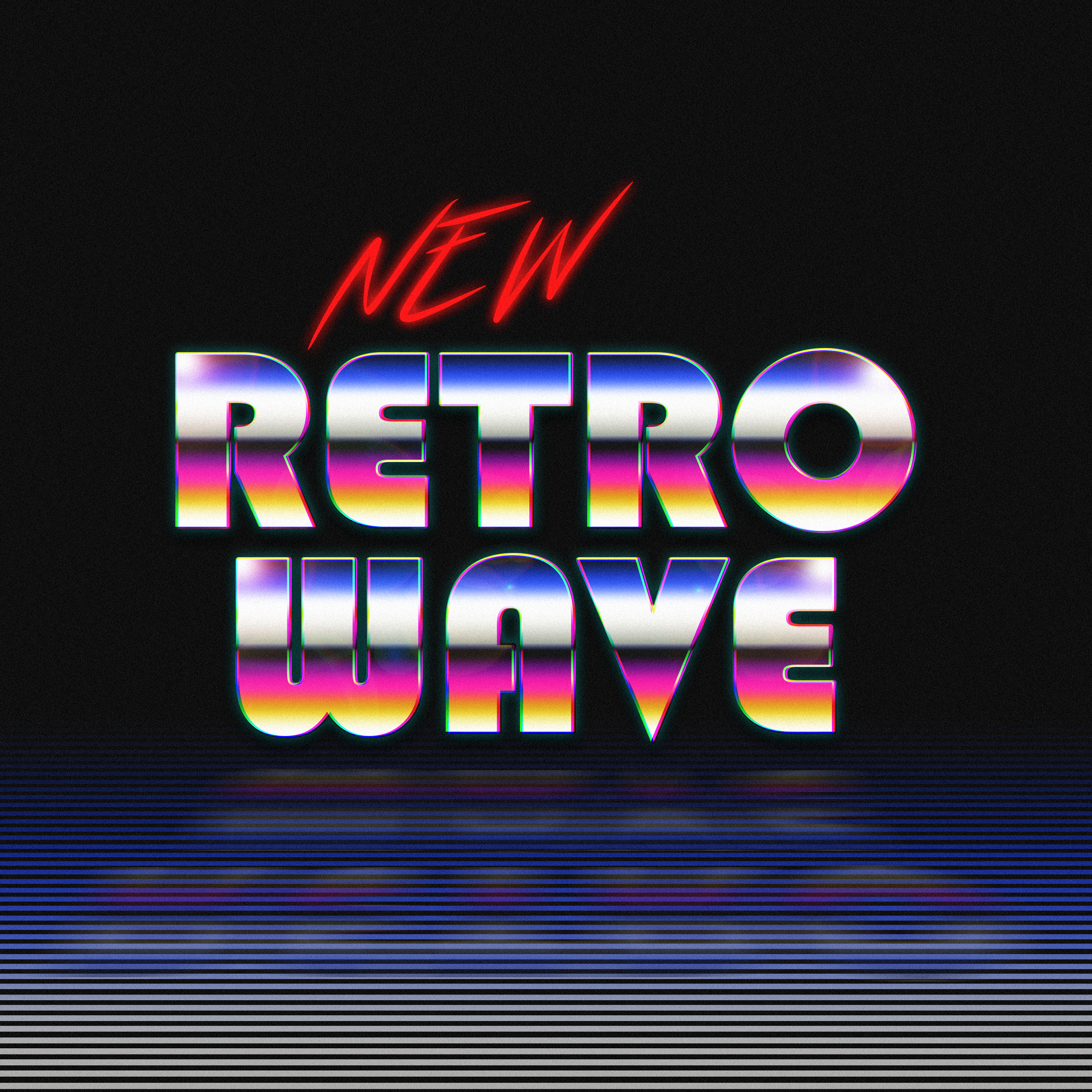New Retro Wave Typography Digital Art 1980s Neon 2500x2500